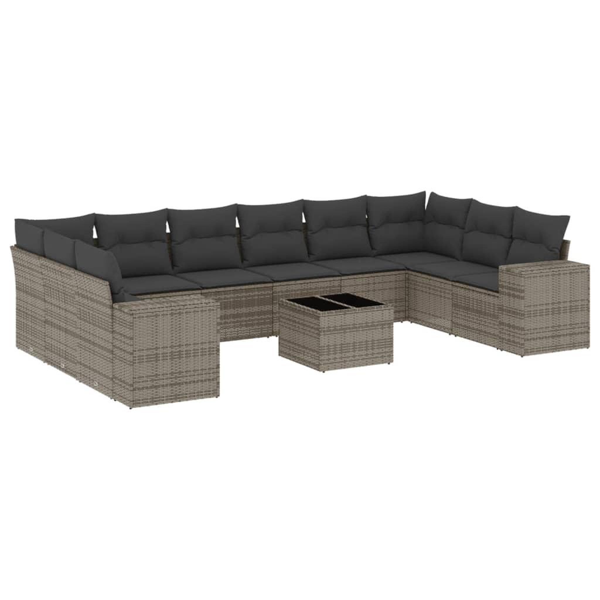 Voir la diapositive 2 : VIDAXL Salon de jardin 11 pcs avec coussins gris resine tressee