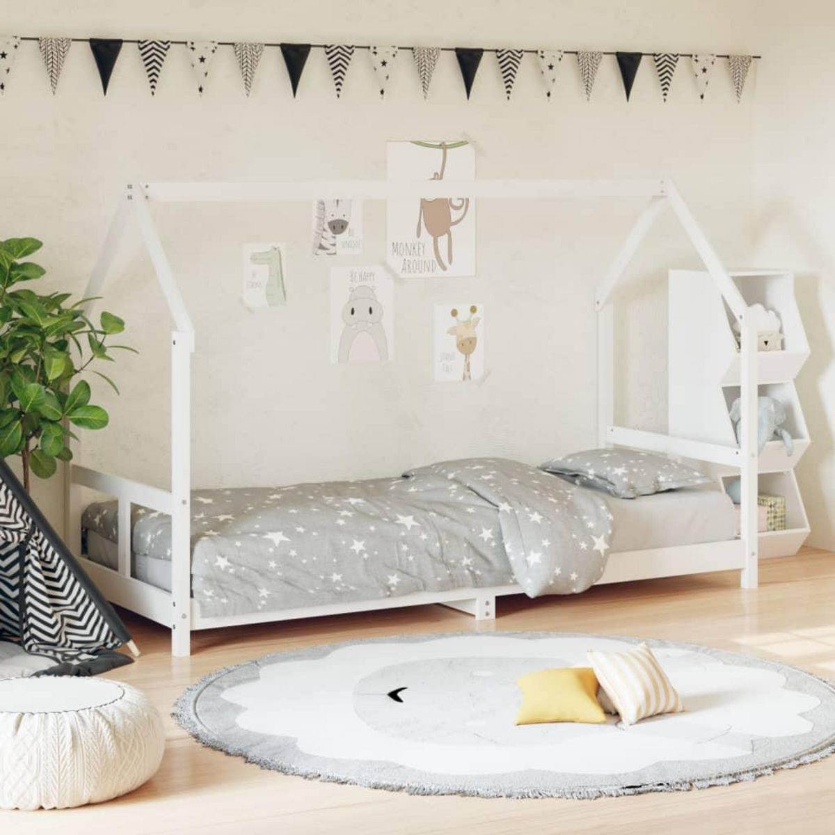 VIDAXL Cadre de lit pour enfants blanc 80x200 cm bois de pin massif