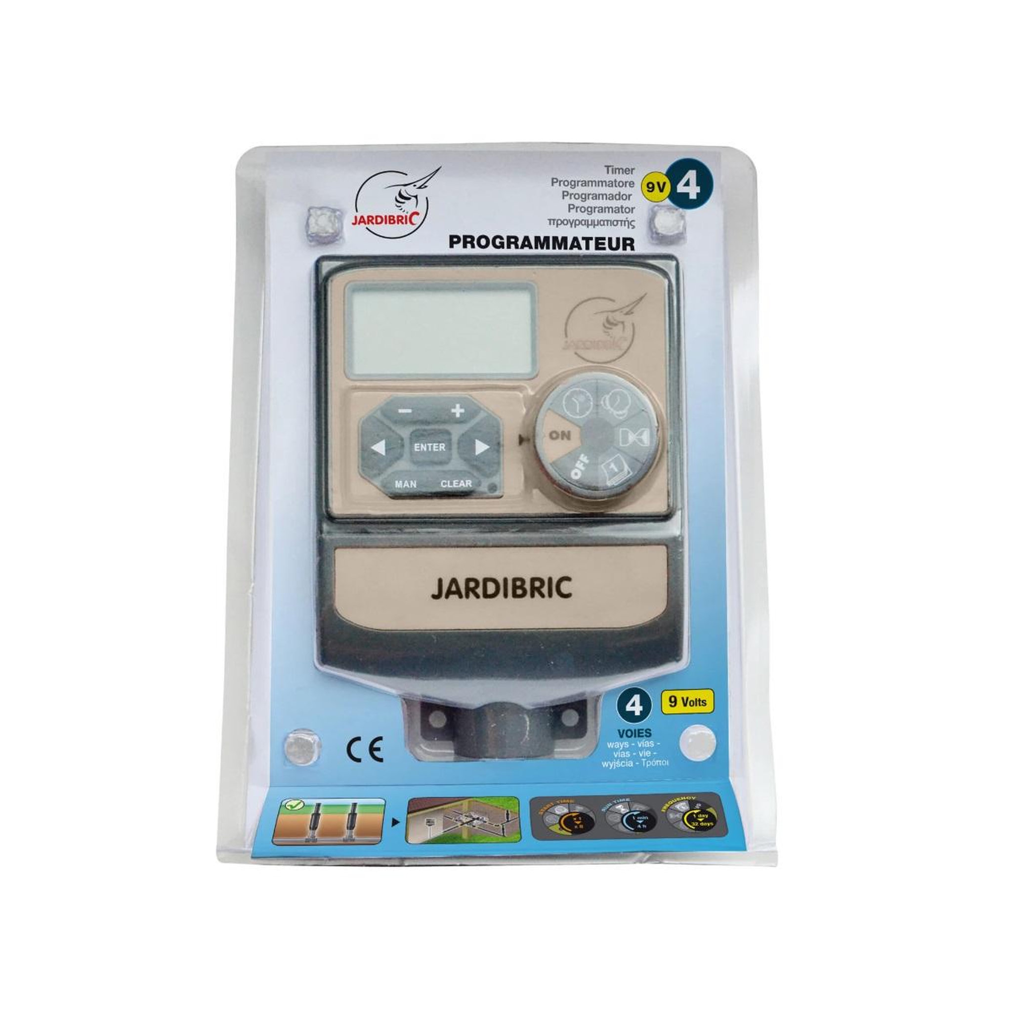 Voir la diapositive 3 : Jardibric Programmateur électrovanne 9v 4 voies - PROG4DC