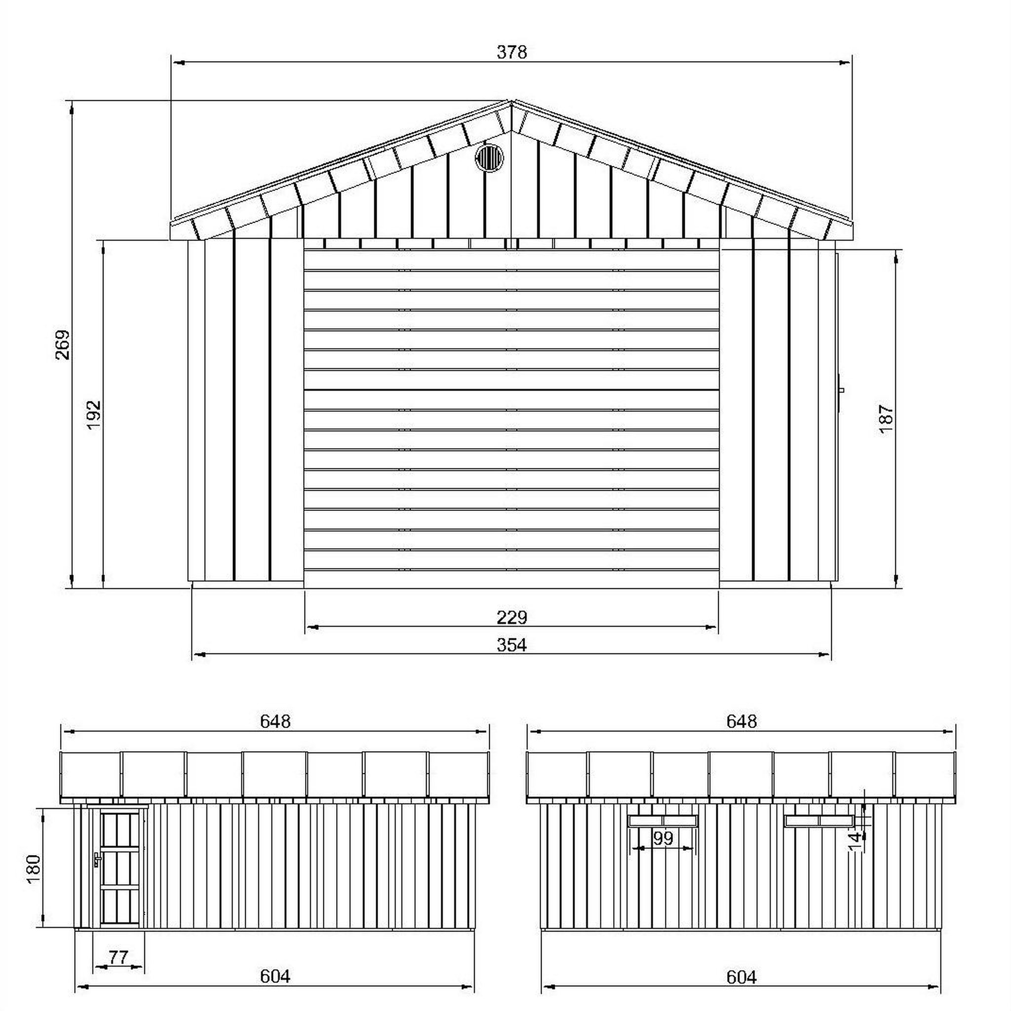 Voir la diapositive 4 : TIMBELA Garage qualité premium 21 m²- l378xl648 cm construction en panneaux lp smartsidem992b