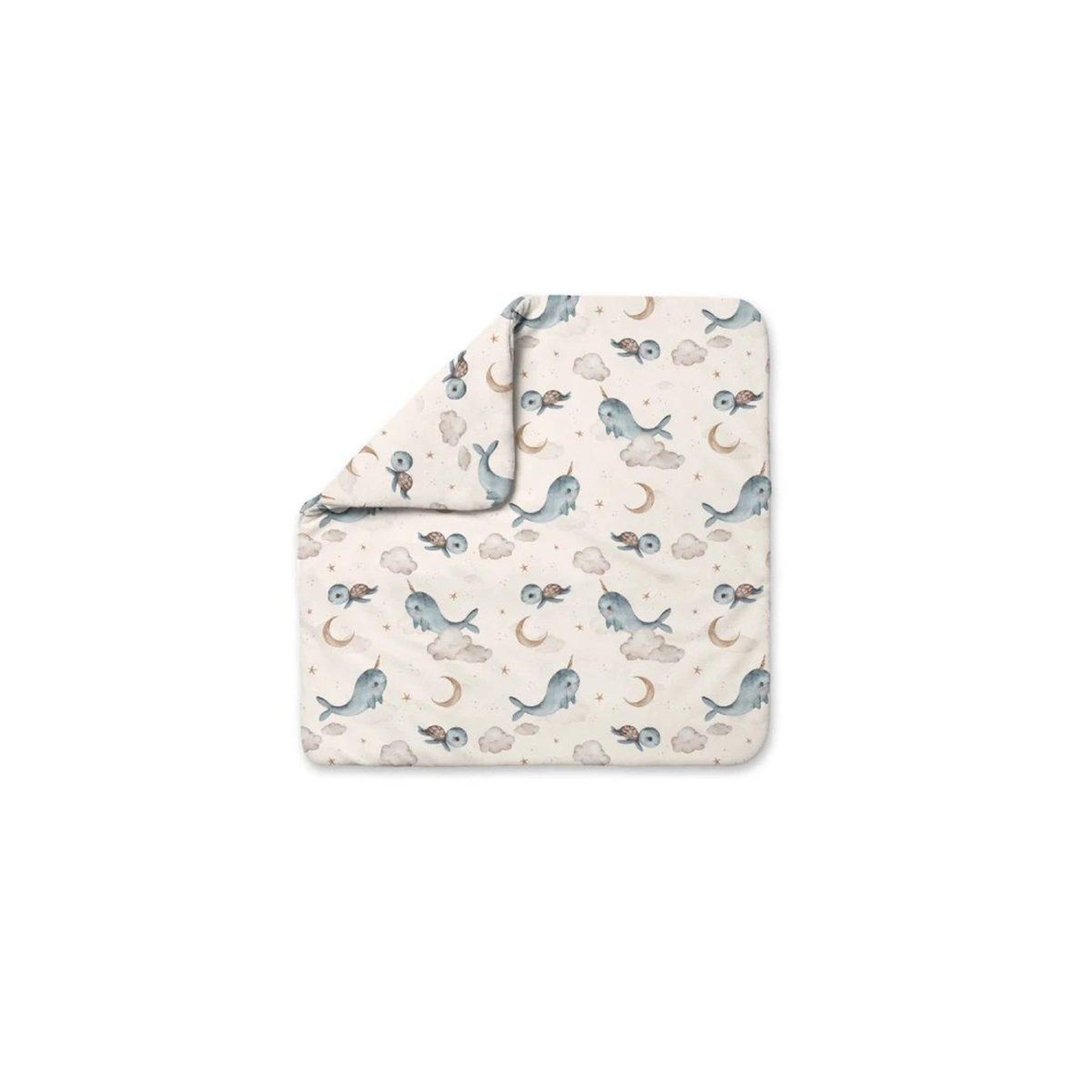 WALDIN Couette bébé 75 × 75 cm - motif baleine, crème