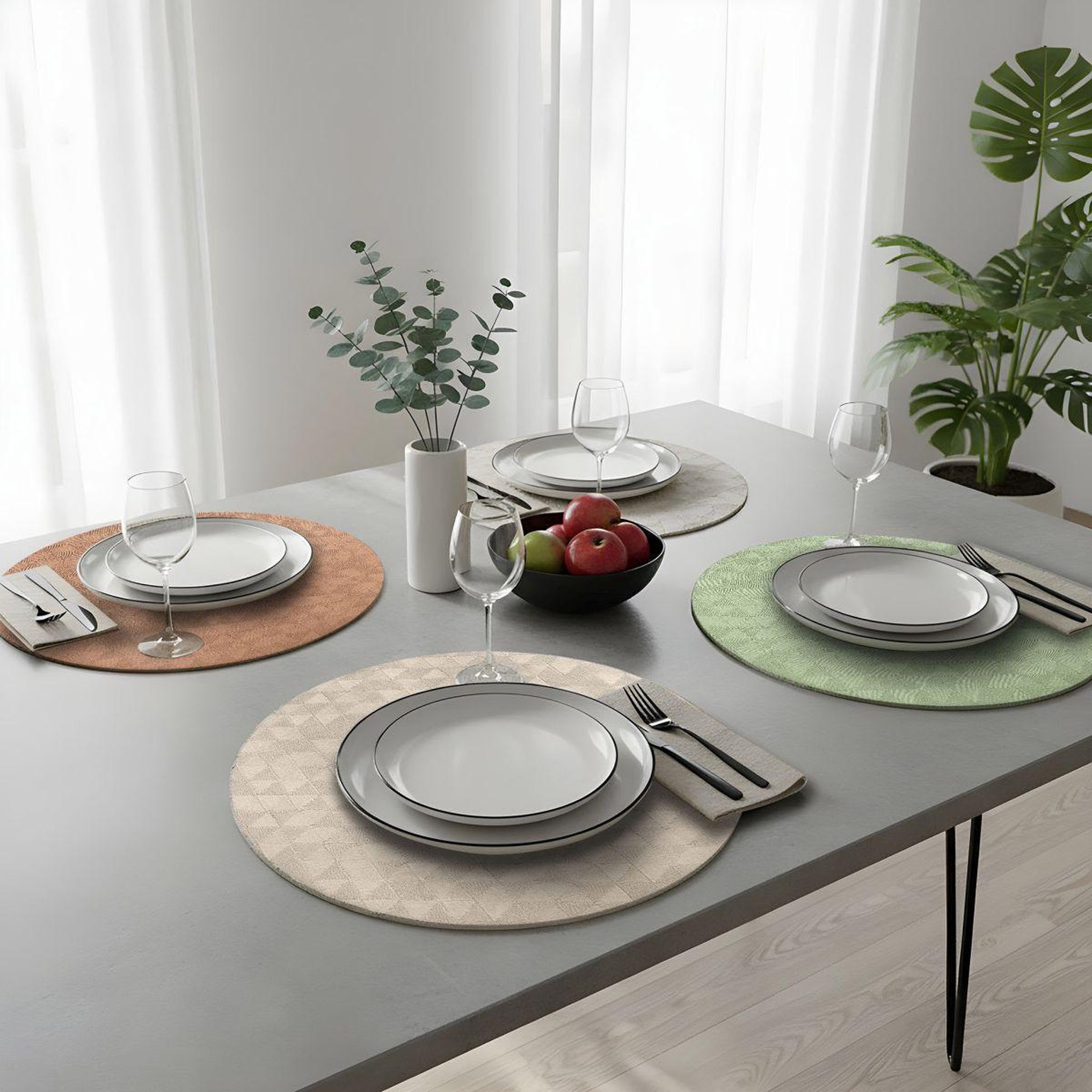 Voir la diapositive 4 : Douceur d'Intérieur Set de table rond  delta  38cm camel