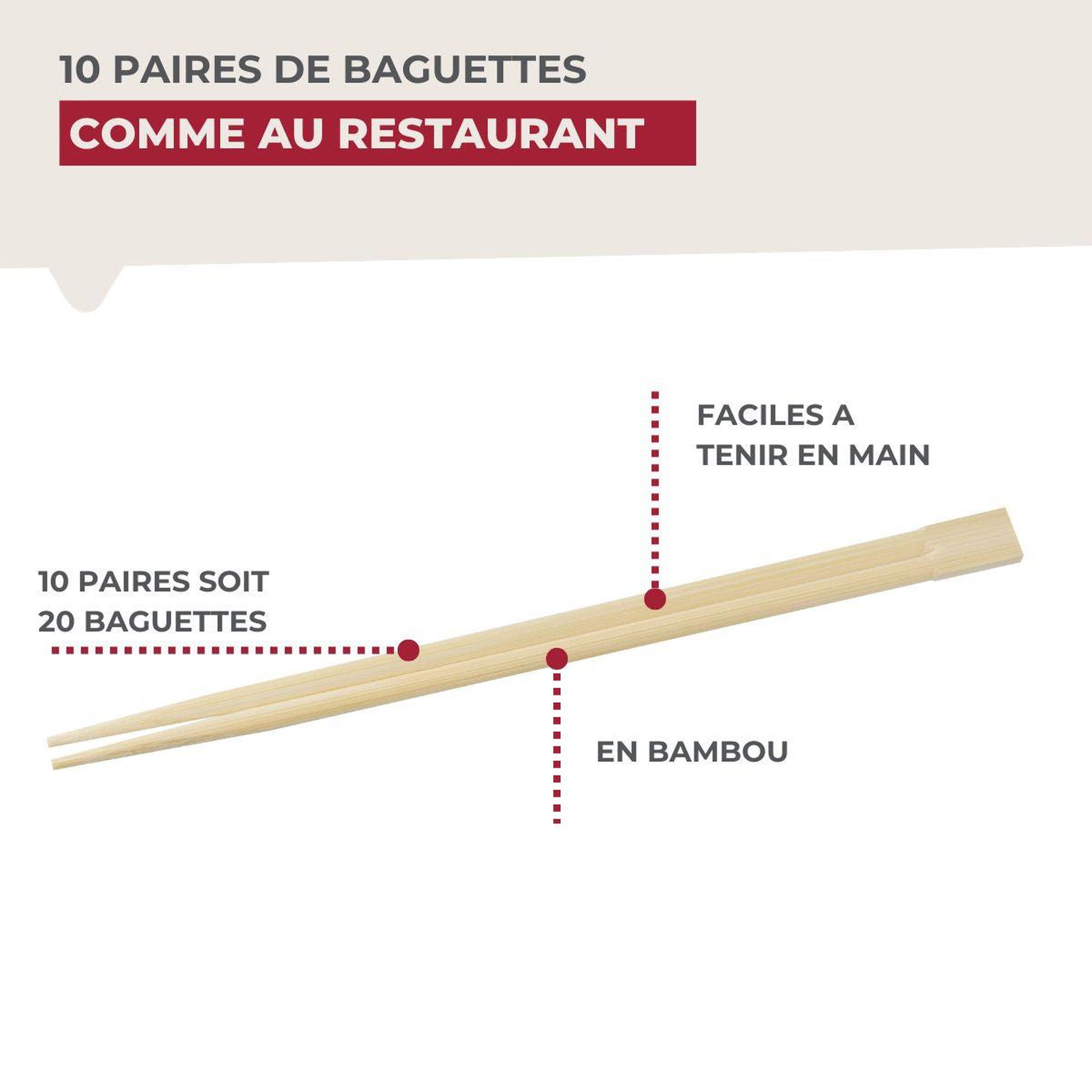 Voir la diapositive 4 : Fackelmann Lot de 10 paires de baguettes de 23cm en bambou fackelmann asia line