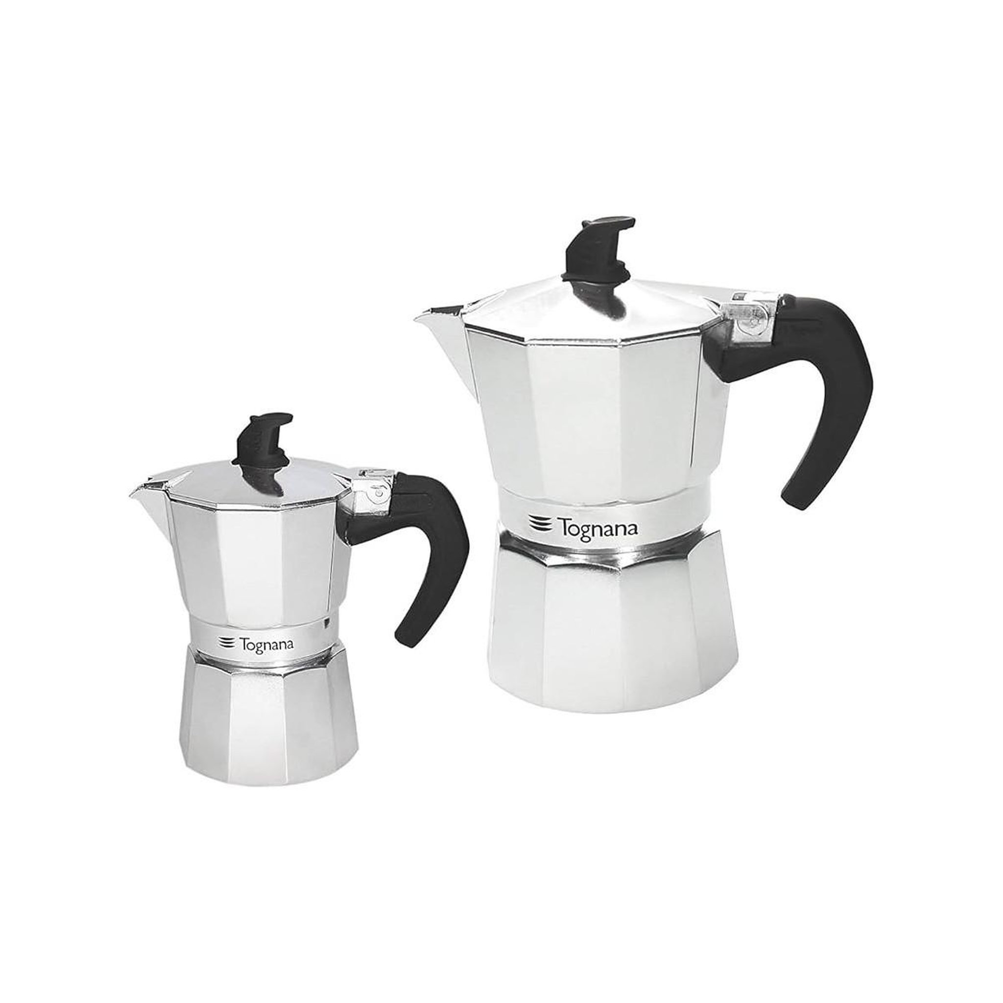 tognana Tognana coffee time set 2 caffettiere moka en aluminium 1 et 3 tasses noir