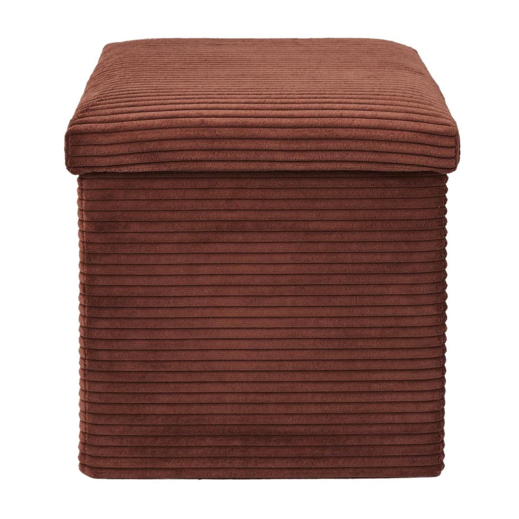 Voir la diapositive 2 : The Home Deco Factory Pouf coffre pliable côtelé  scott  38cm terracotta