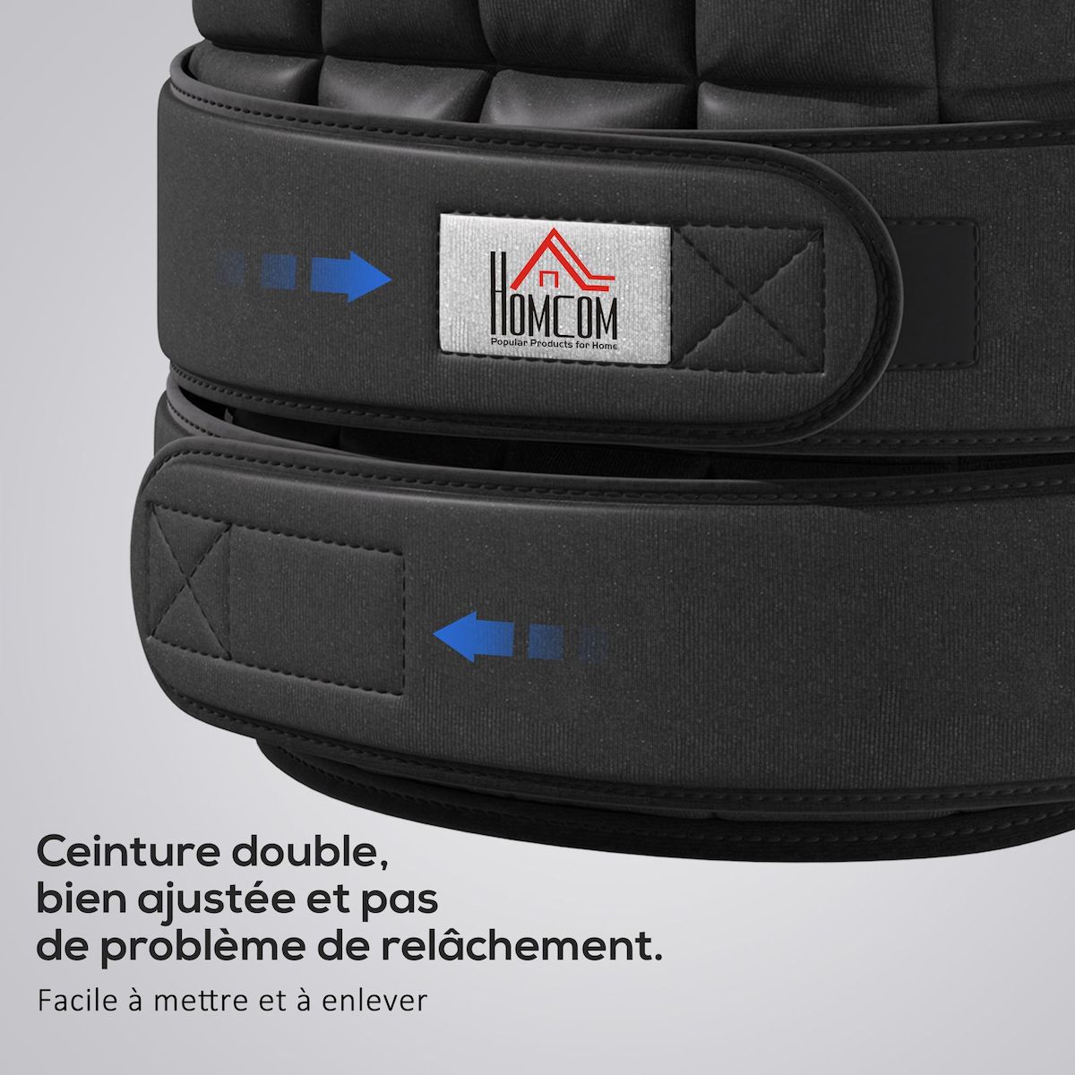 HOMCOM Gilet lesté réglable veste lestée 10 Kg max. poids amovibles entrainement musculation exercice boxe oxford noir