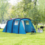 Voir la diapositive 2 : OUTSUNNY Tente de camping gonflable tunnel - 3-6 personnes - 420 x 200 x 150 cm - pompe incluse - bleu