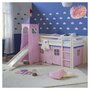 Voir la diapositive 2 : HomeStyle4U Lit mi-hauteur rose pale avec tour