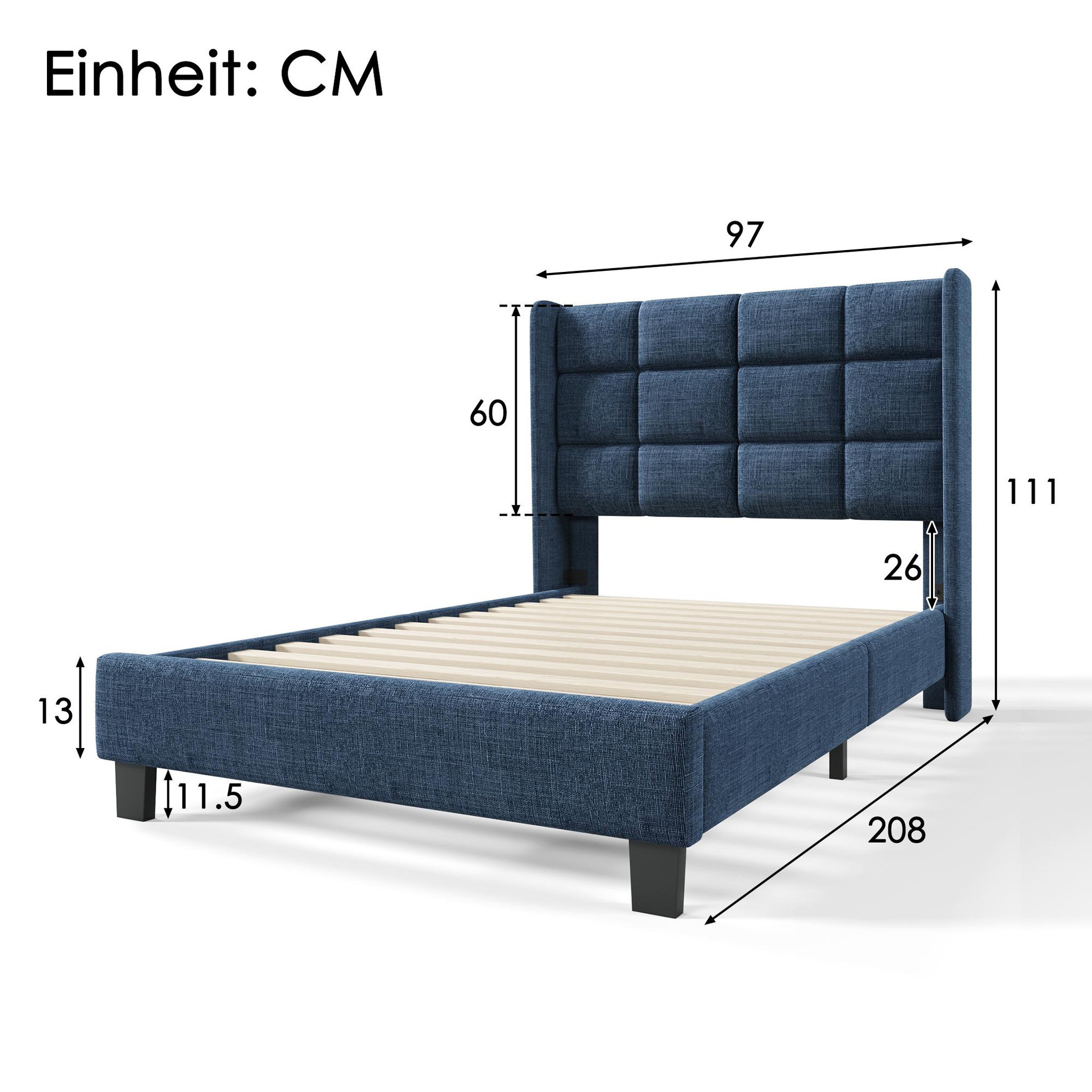 Voir la diapositive 4 : MERAX Lit simple avec sommier Lin
