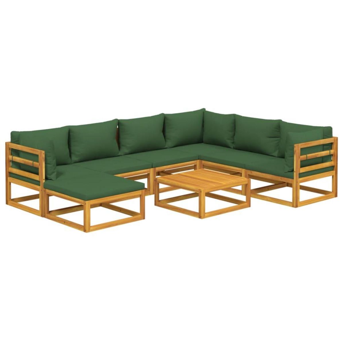 VIDAXL Salon de jardin 8 pcs avec coussins vert bois massif