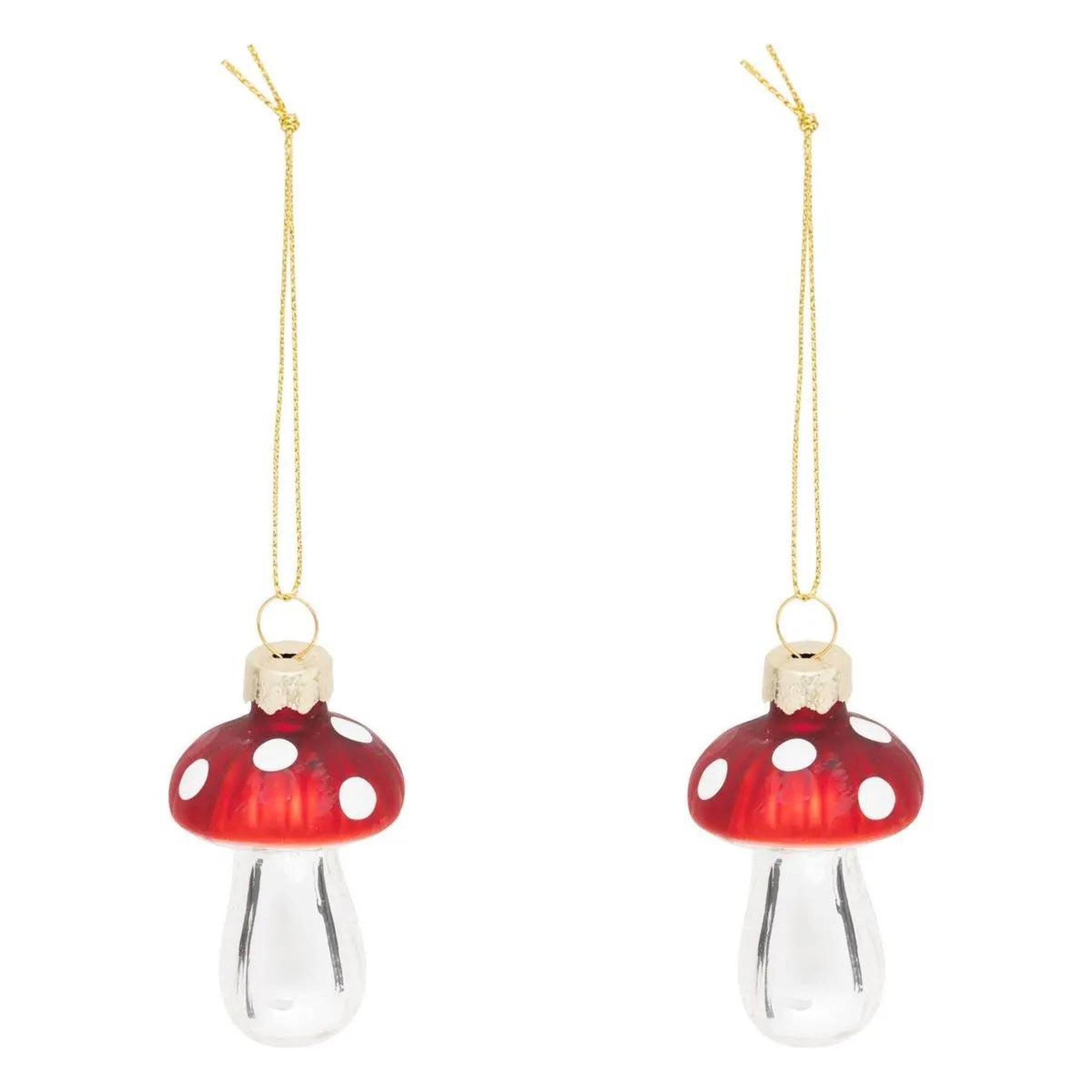ATMOSPHERA Lot de 2 sujets de noël en verre  champignon  6cm rouge