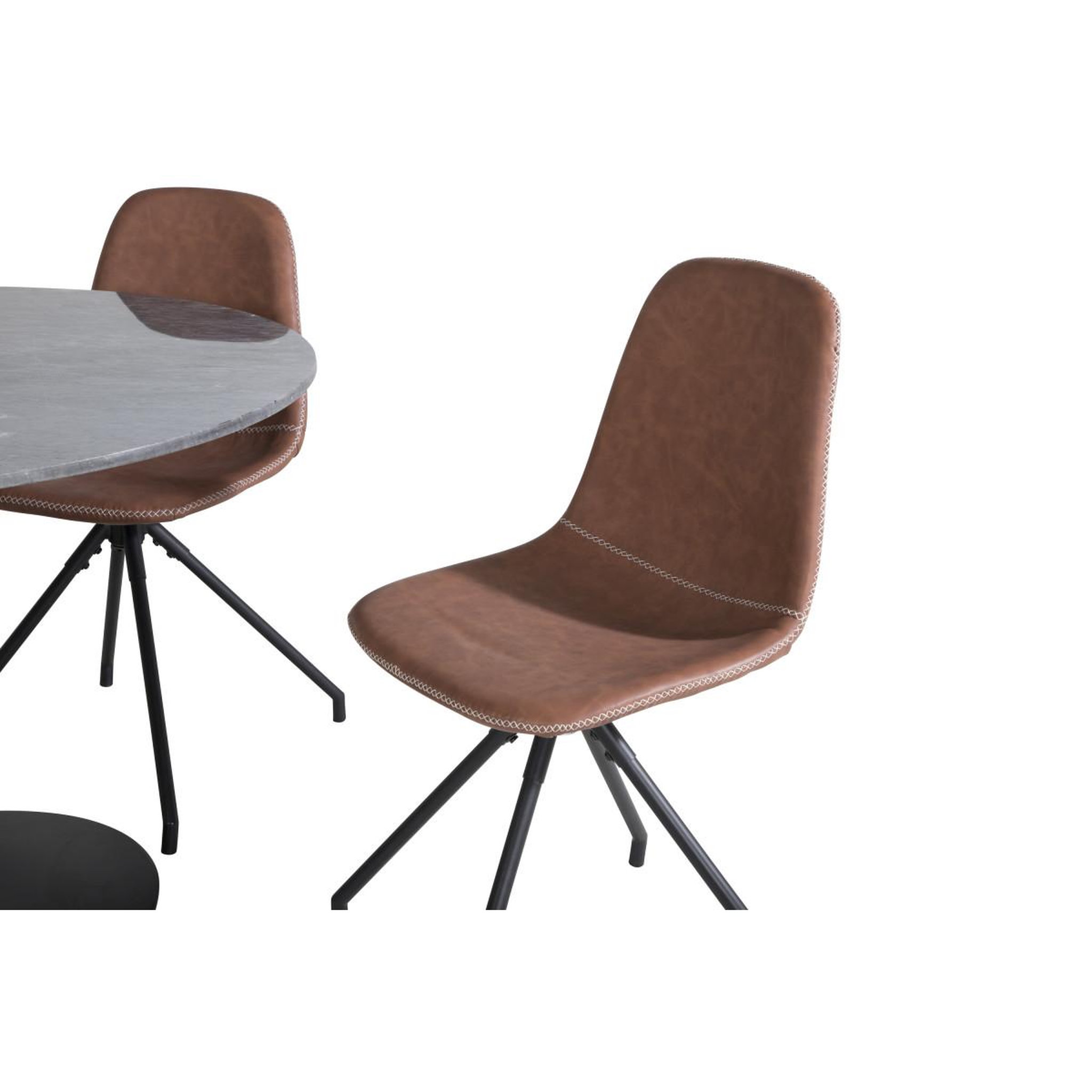 Voir la diapositive 2 : Paris Prix Ensemble Table à Manger & 4 Chaises  Estelle I & Polar I  106cm Gris Foncé & Marron