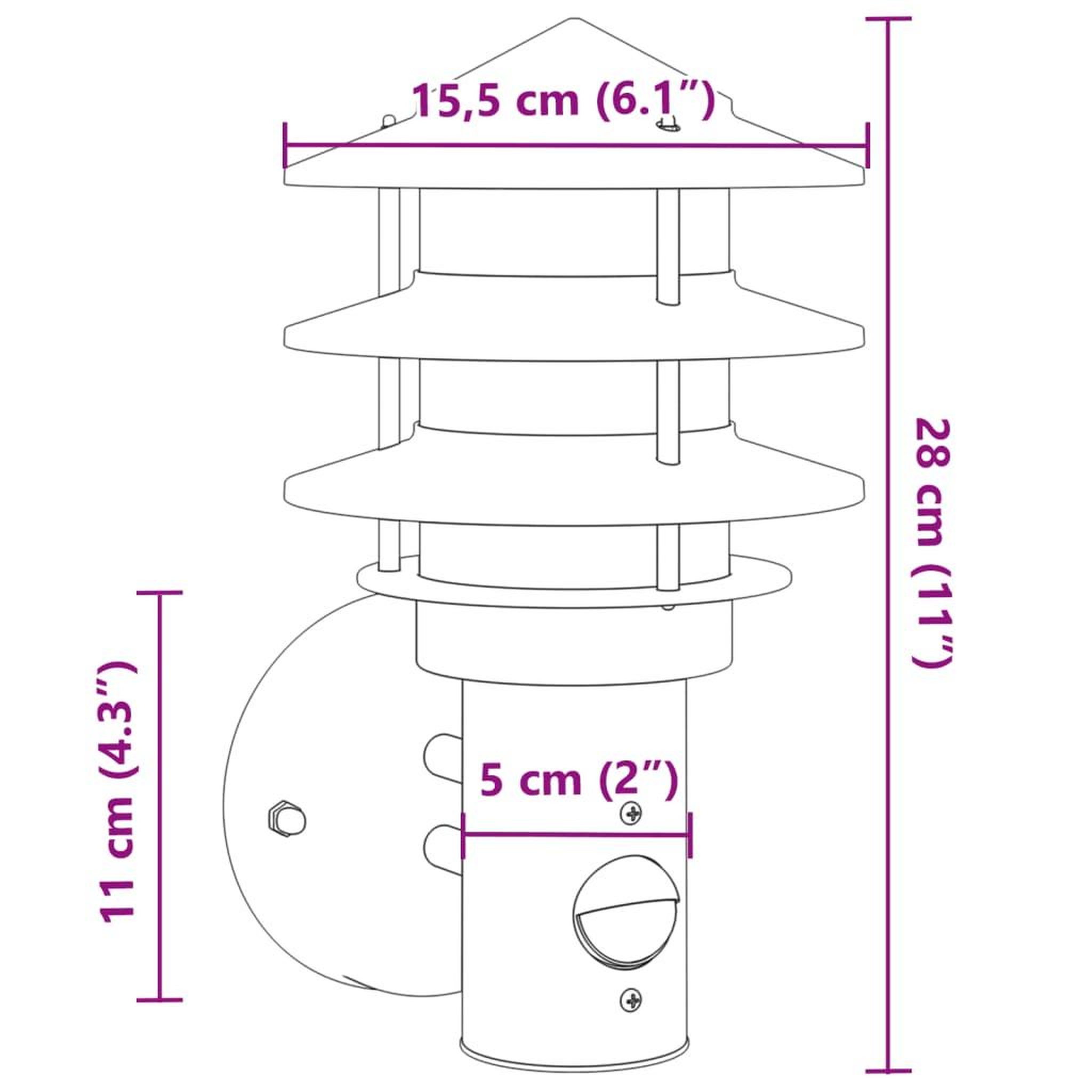 Voir la diapositive 6 : VIDAXL Appliques murales d'exterieur et capteurs 2pcs acier inoxydable