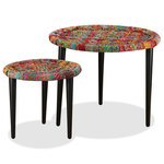 VIDAXL Table basse 2 pcs Details tisses chindi Multicolore