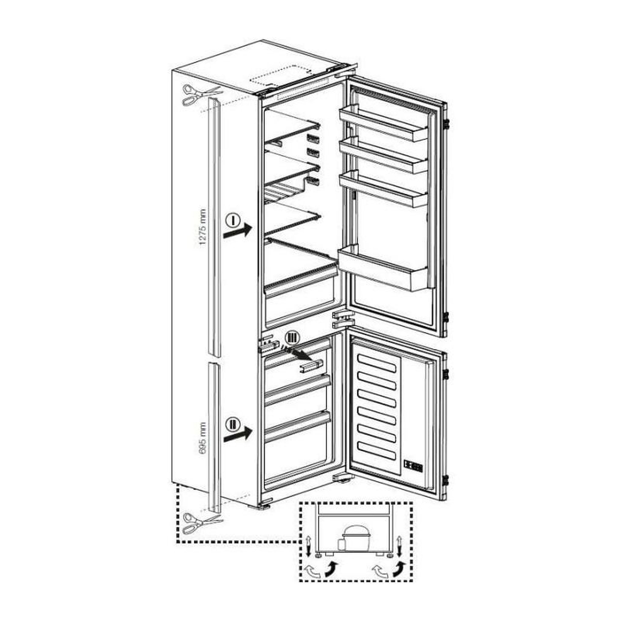 Voir la diapositive 5 : Beko Réfrigérateur combiné intégrable à glissière 289l - bcha306e4sn