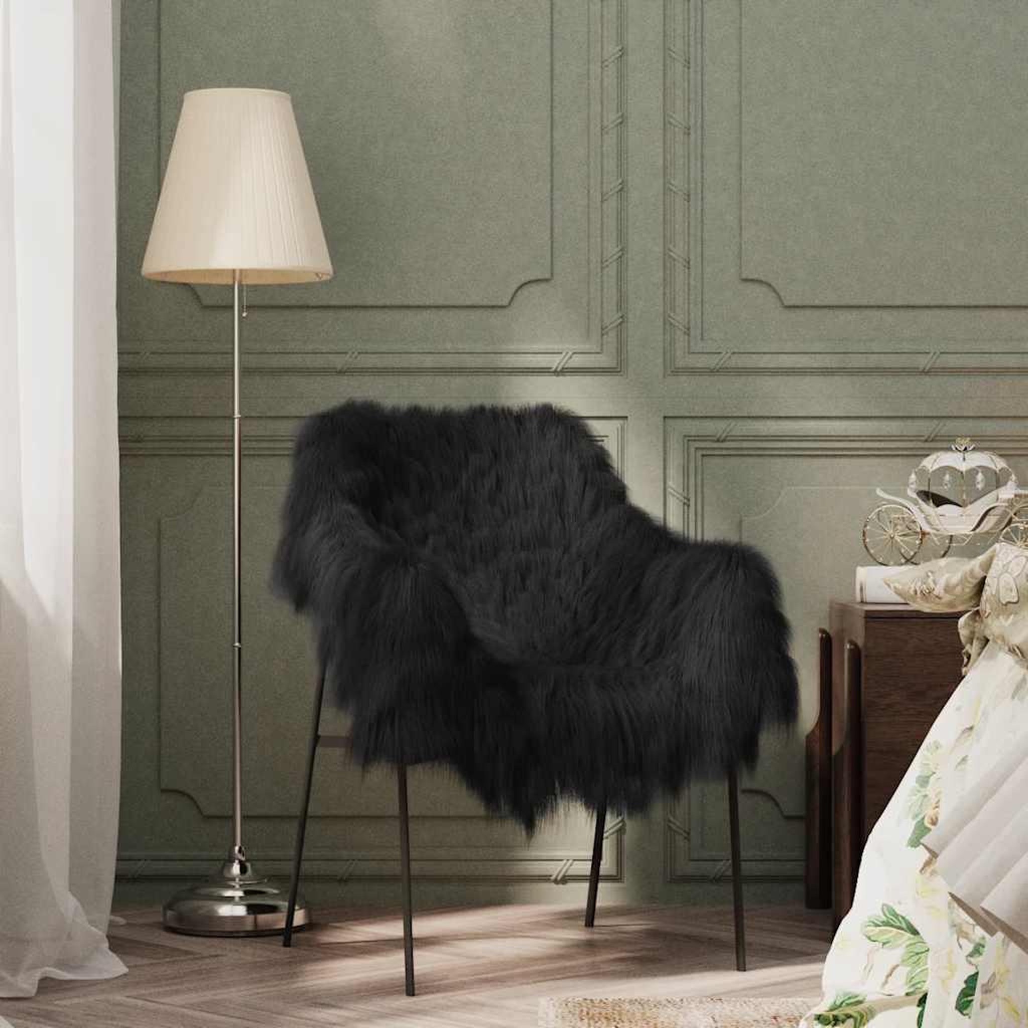 VIDAXL Housse de chaise en peau de mouton islandaise Noir 70x110 cm