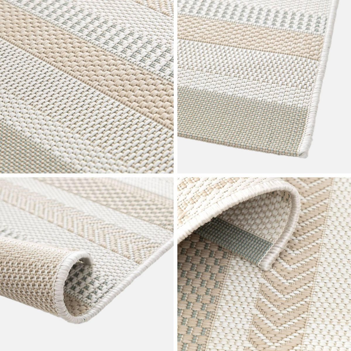 SWEEEK Tapis intérieur/extérieur vintage motif linéaire crème beige gris Gary