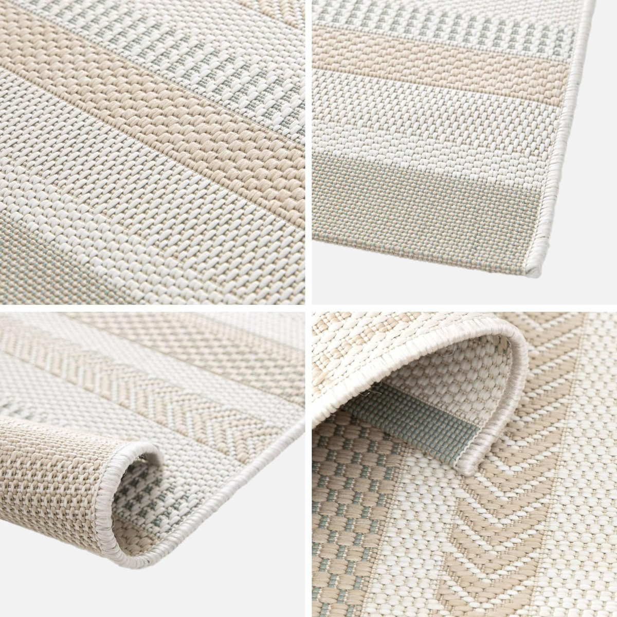 SWEEEK Tapis intérieur/extérieur vintage motif linéaire crème beige gris Gary