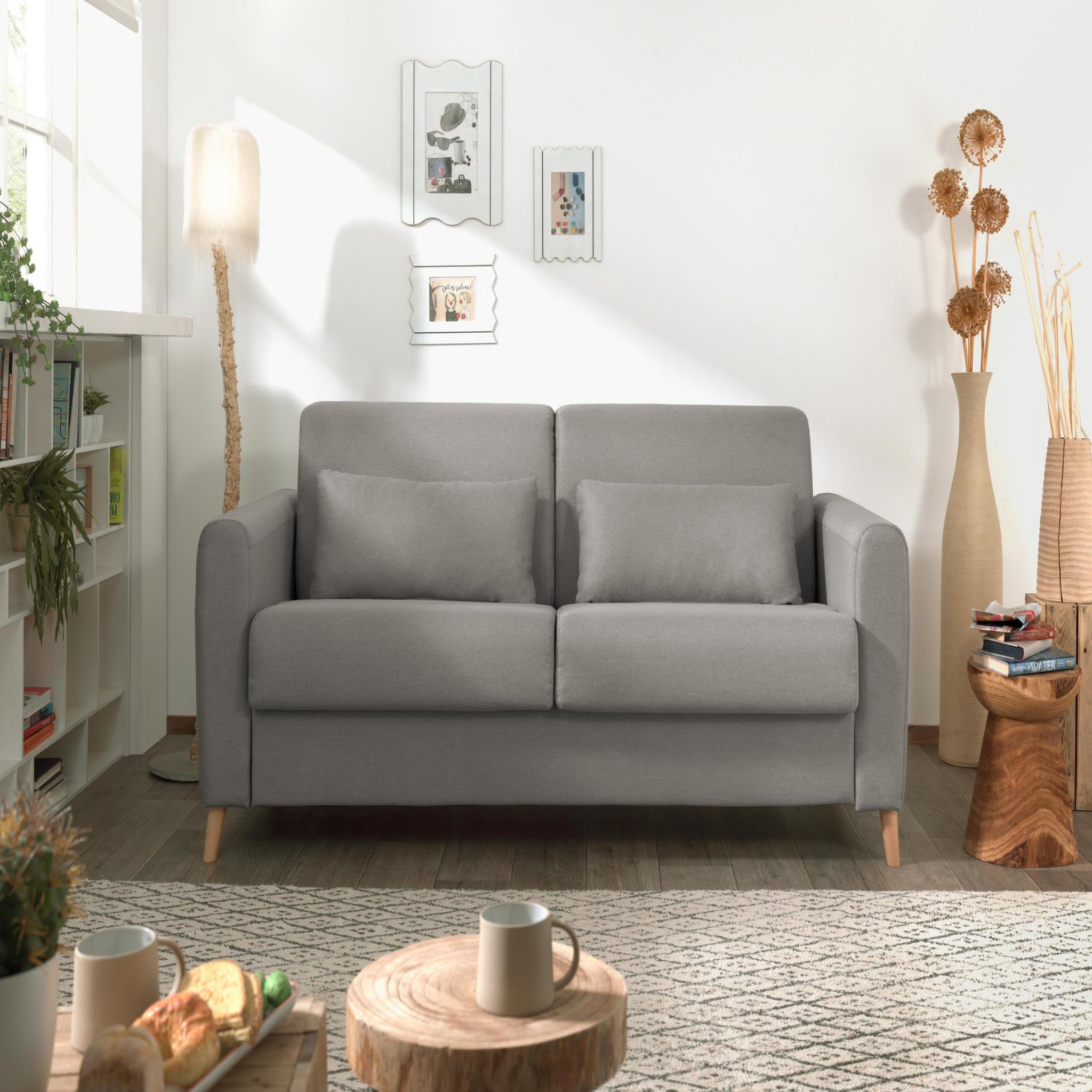 Voir la diapositive 2 : LISA DESIGN Timo - canapé 3 places convertible express couchage quotidien 140 cm matelas 12 cm en tissu