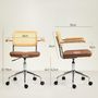 Voir la diapositive 3 : HOMCOM Chaise de bureau style vintage - réglable, pivotante - acier chromé bois aspect rotin assise effet capitonné