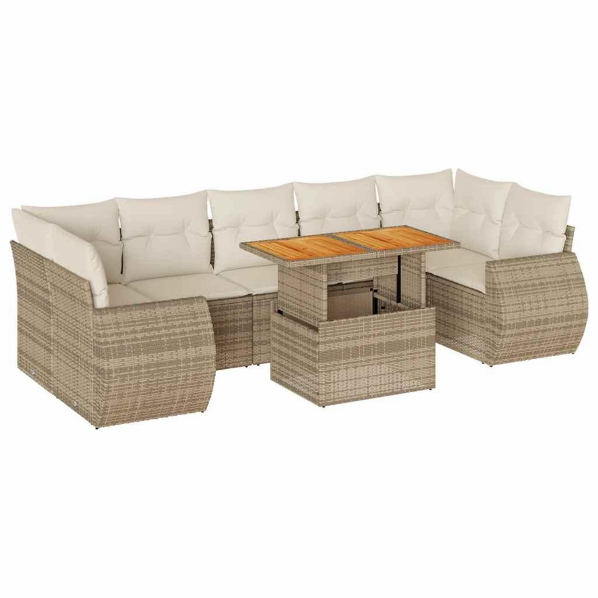 VIDAXL Salon de jardin avec coussins 8 pcs beige resine tressee