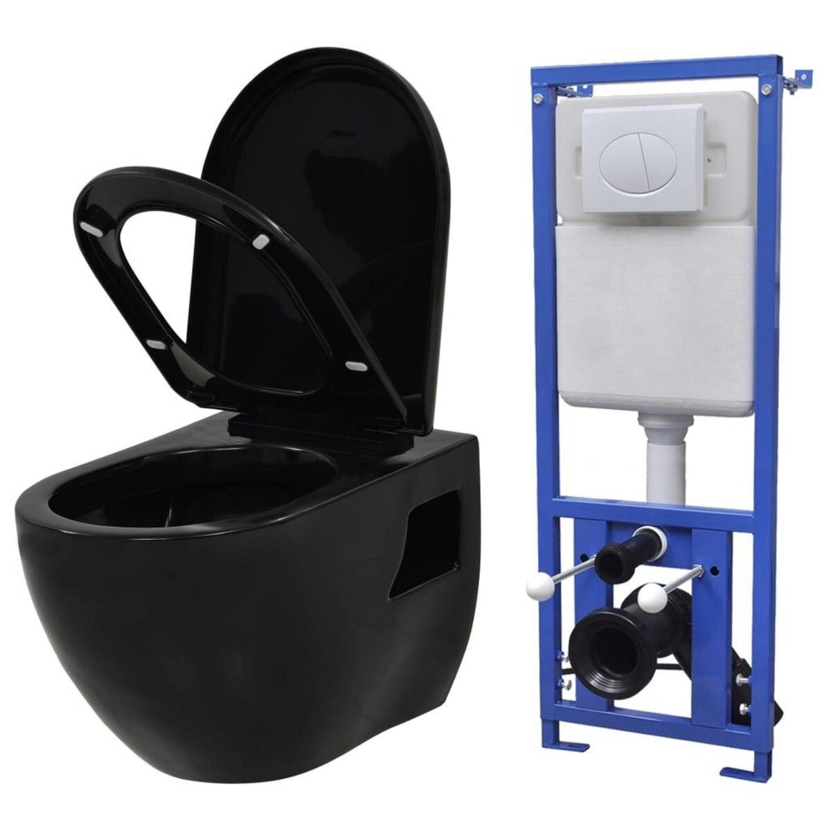 VIDAXL Toilette suspendue au mur avec reservoir cache Ceramique Noir