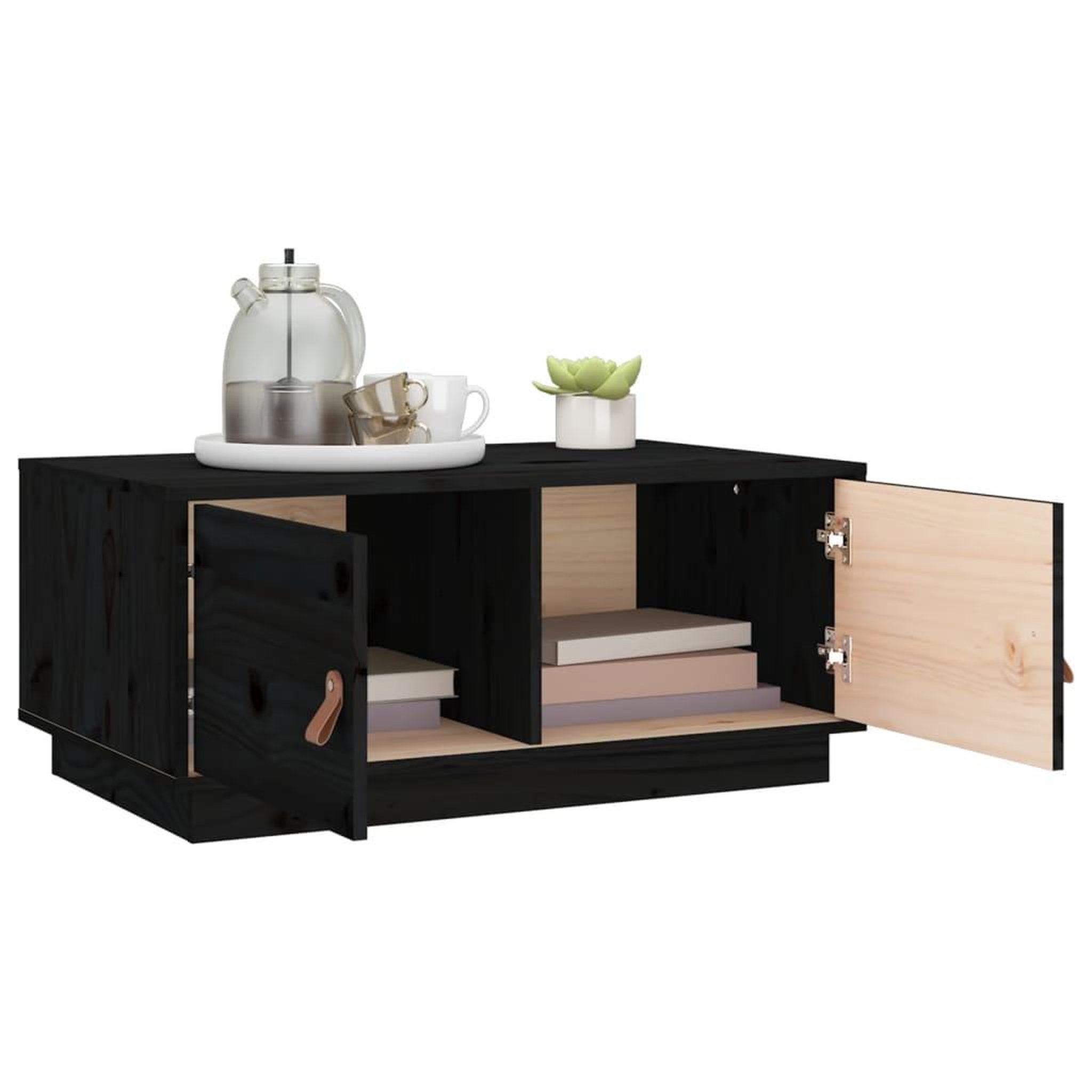 Voir la diapositive 5 : VIDAXL Table basse Noir 80x50x35 cm Bois massif de pin