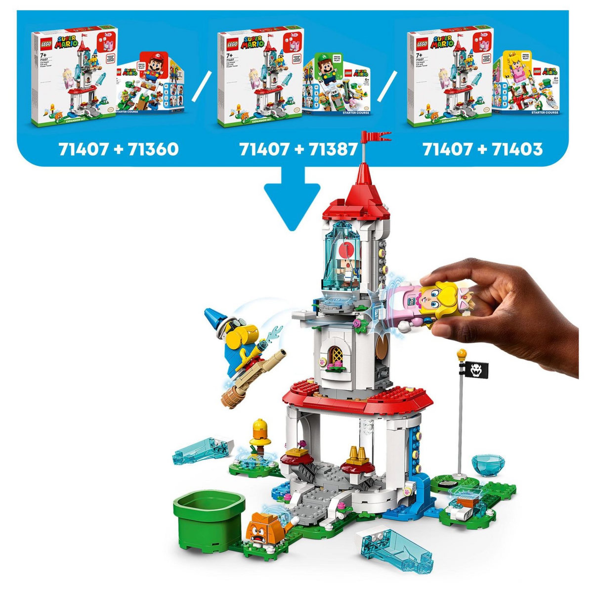 LEGO Super Mario 71407 Ensemble d&rsquo;Extension La Tour Gelée et le Costume de Peach Chat, Jouet