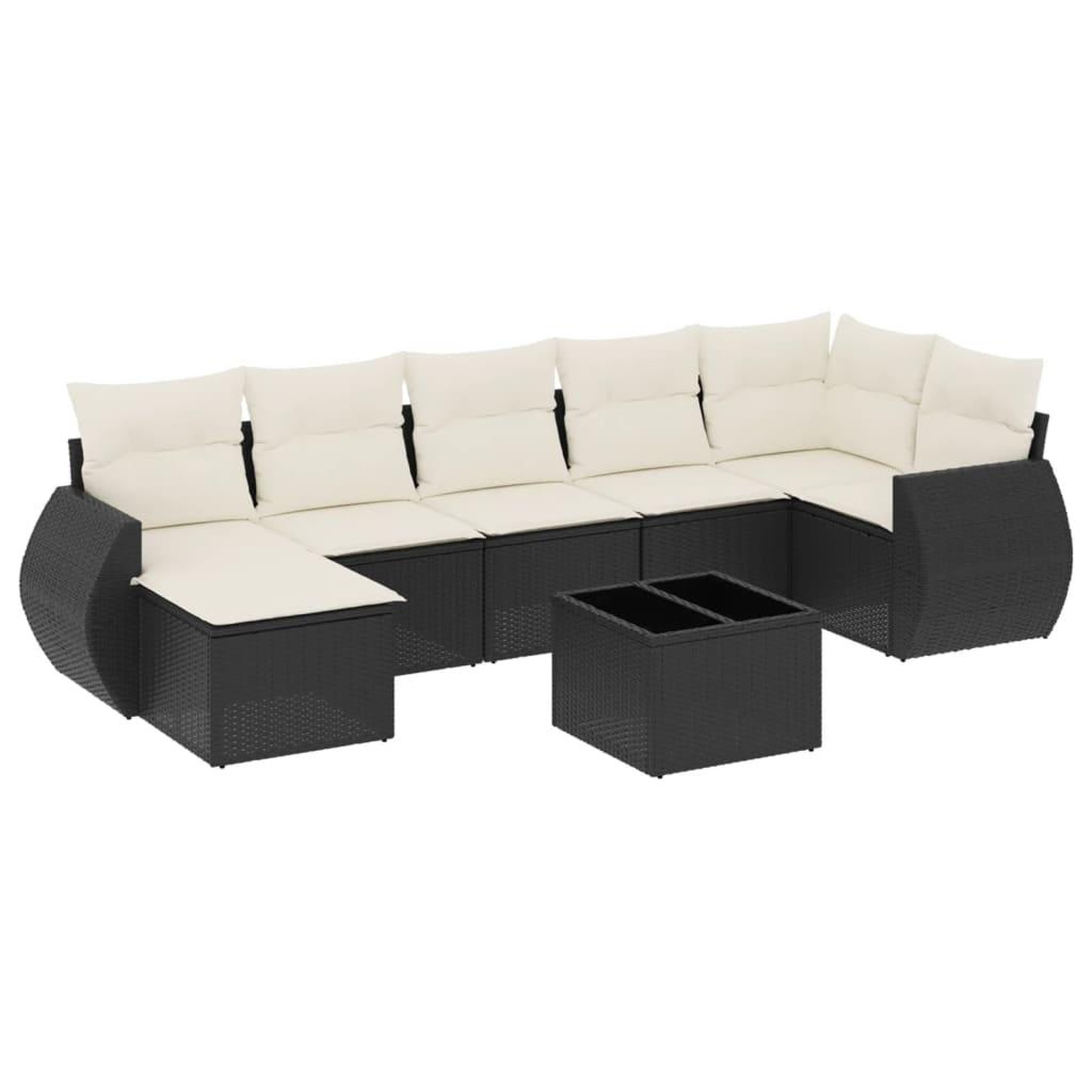 Voir la diapositive 2 : VIDAXL Salon de jardin 8 pcs avec coussins noir resine tressee
