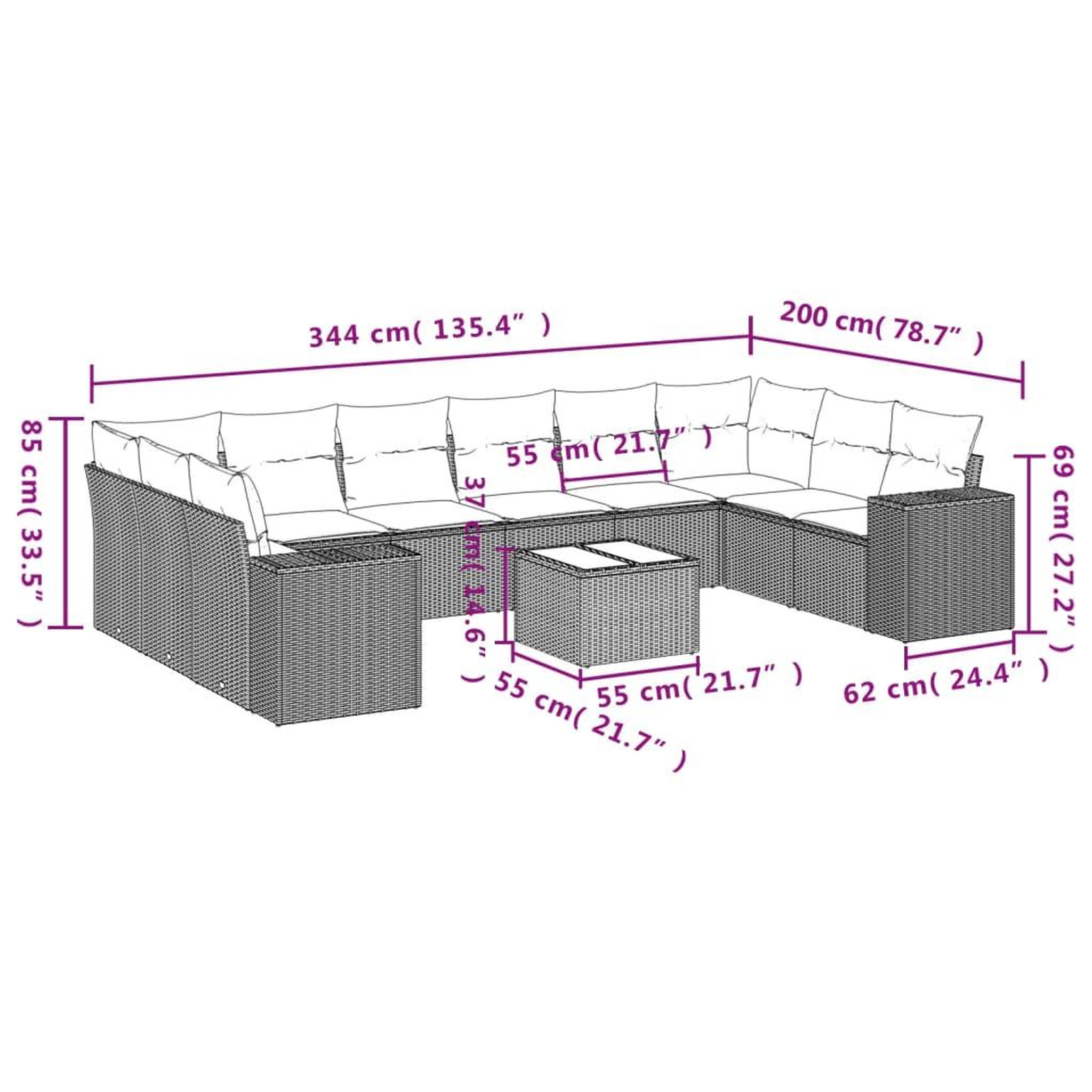 Voir la diapositive 3 : VIDAXL Salon de jardin et coussins 11 pcs marron resine tressee
