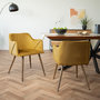 Voir la diapositive 2 : MAISON PAVANE Lot de 2 chaises avec accoudoirs en velours jaune moutarde-Daisy