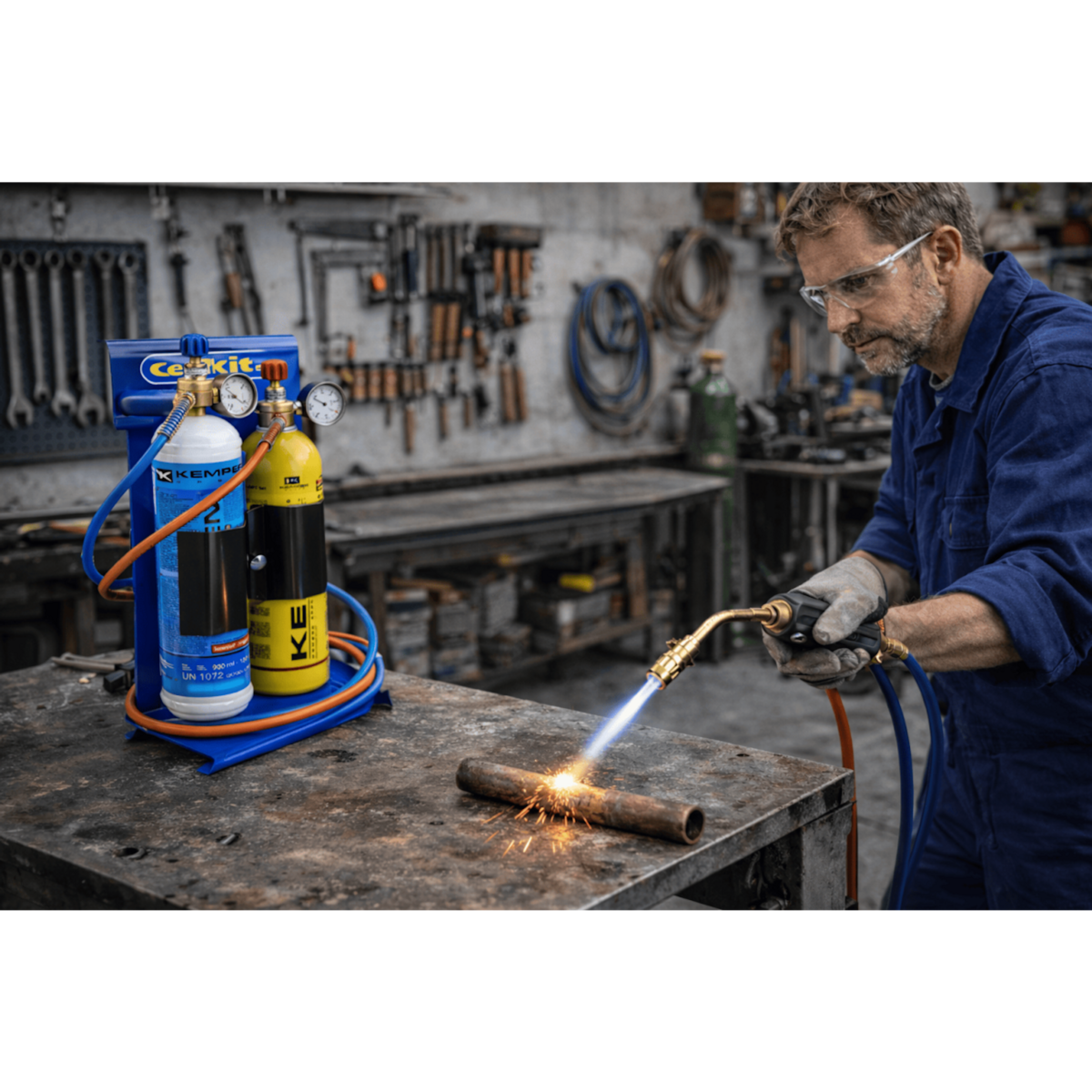 Kemper Bouteille Oxygène 110 Bar Jetable M10x1 – Recharge Cartouche Oxygaz 110 L pour Chalumeau Bi-Gaz, Soudure & Brasage KEMPER