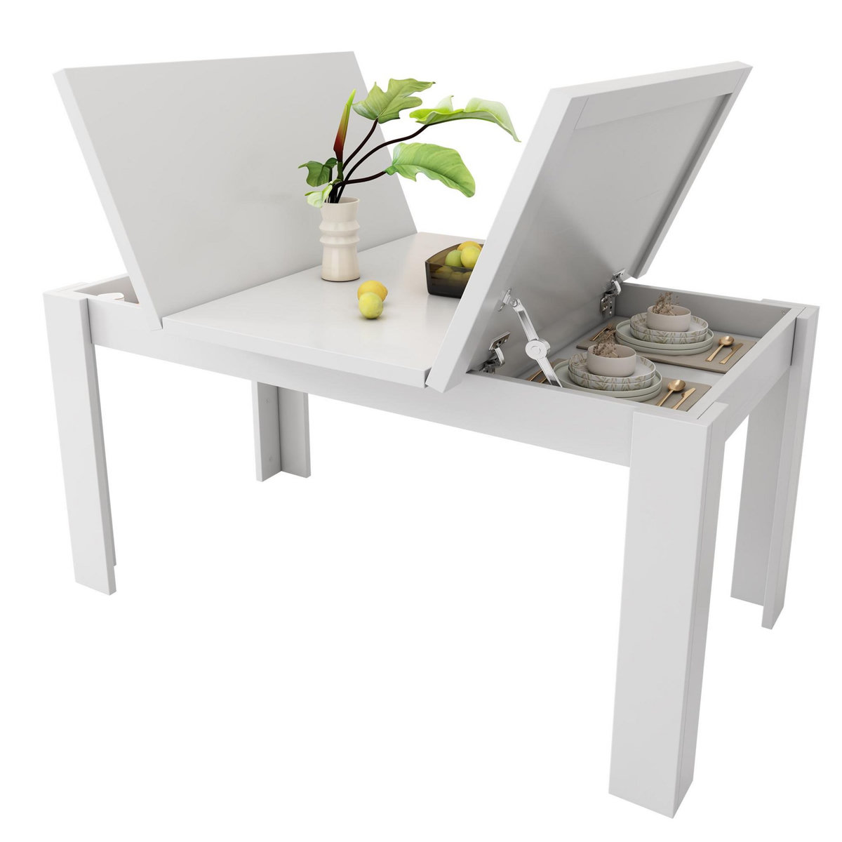 MERAX Table à manger rectangulaire fixe blanc-70x120-120max.cm mdf