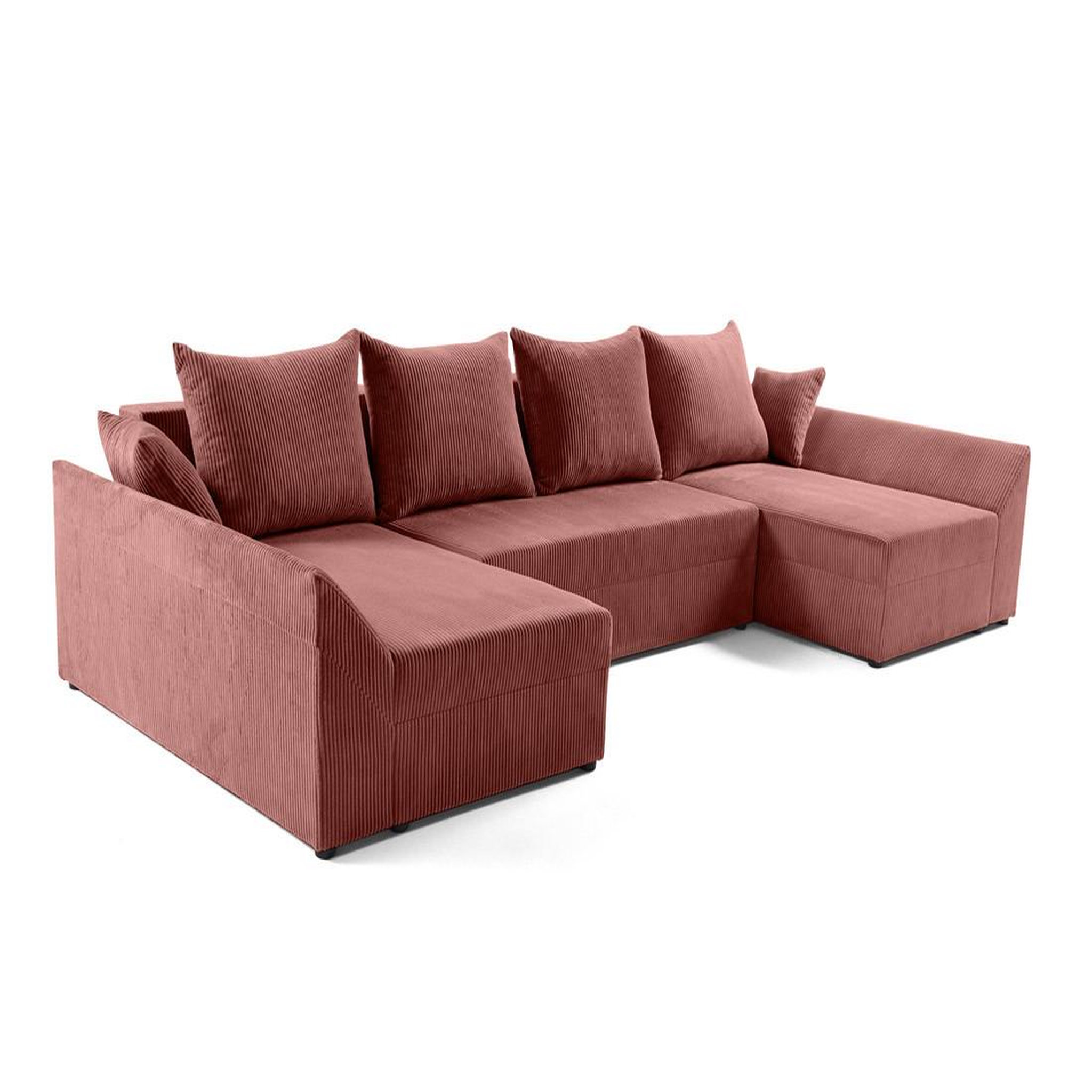 Voir la diapositive 4 : BEST MOBILIER Mike - canapé panoramique en u - 7 places - convertible avec coffre - en velours côtelé