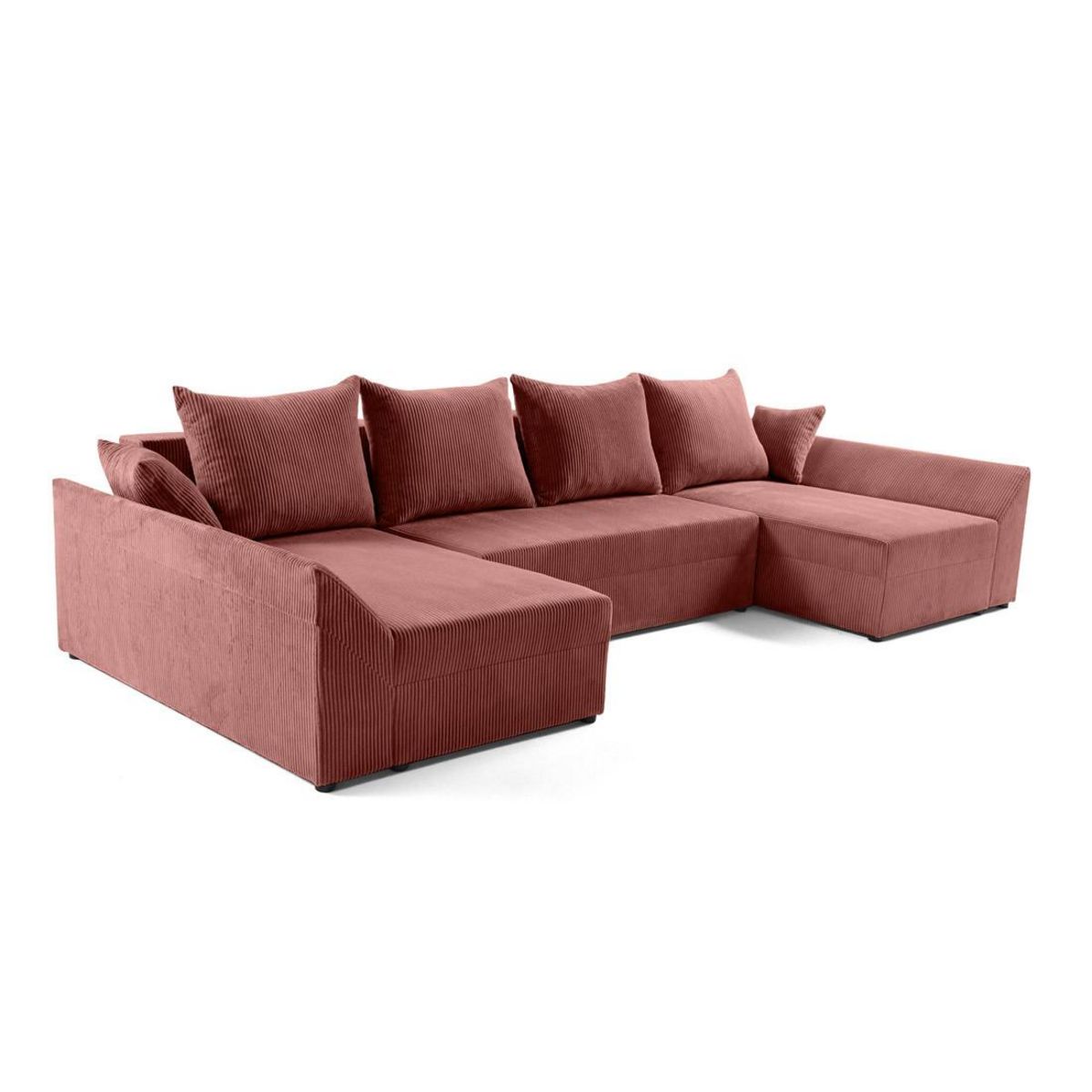 BEST MOBILIER Mike - canapé panoramique en u - 7 places - convertible avec coffre - en velours côtelé