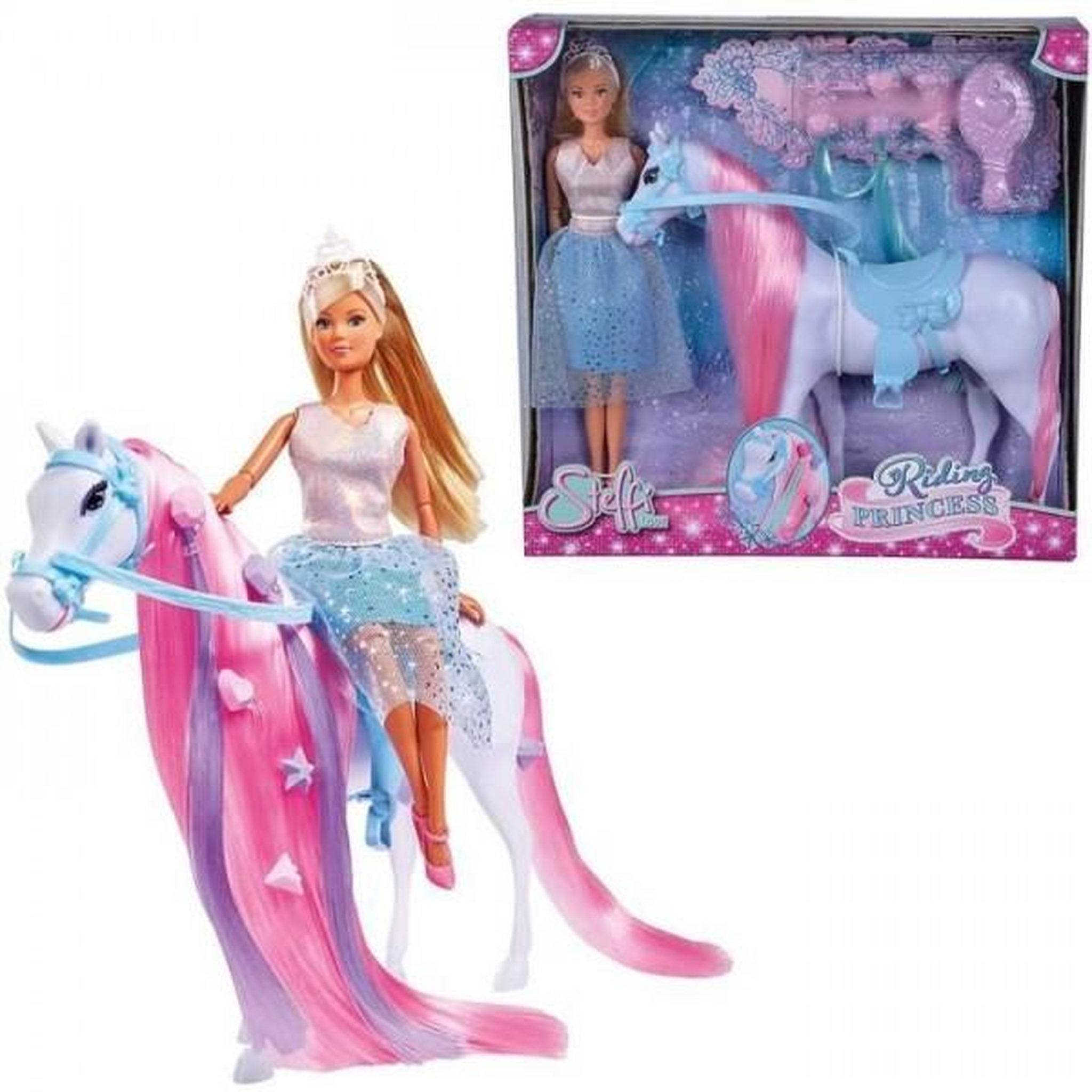Voir la diapositive 3 : SIMBA.DICKIE.GROUP Simba - Steffi Love Princesse et Cheval - Poupée Mannequin 29cm - Robe + Tiare - Accessoires de Coiffure inclu