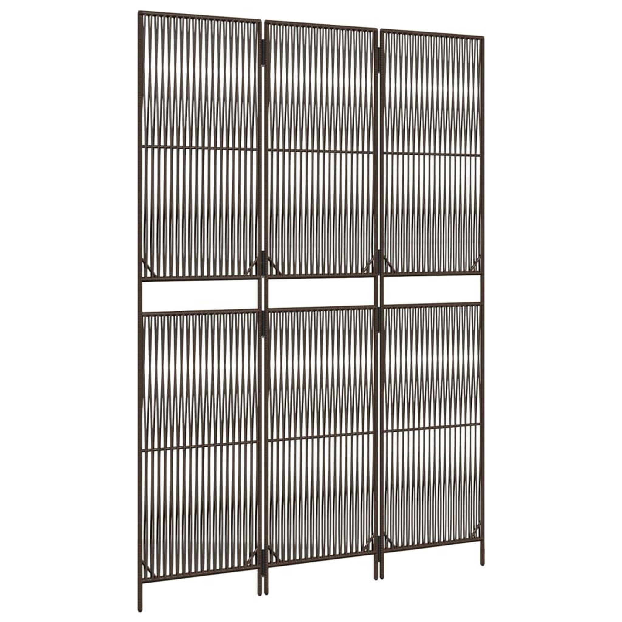 Voir la diapositive 4 : VIDAXL Cloison de separation 3 panneaux marron resine tressee