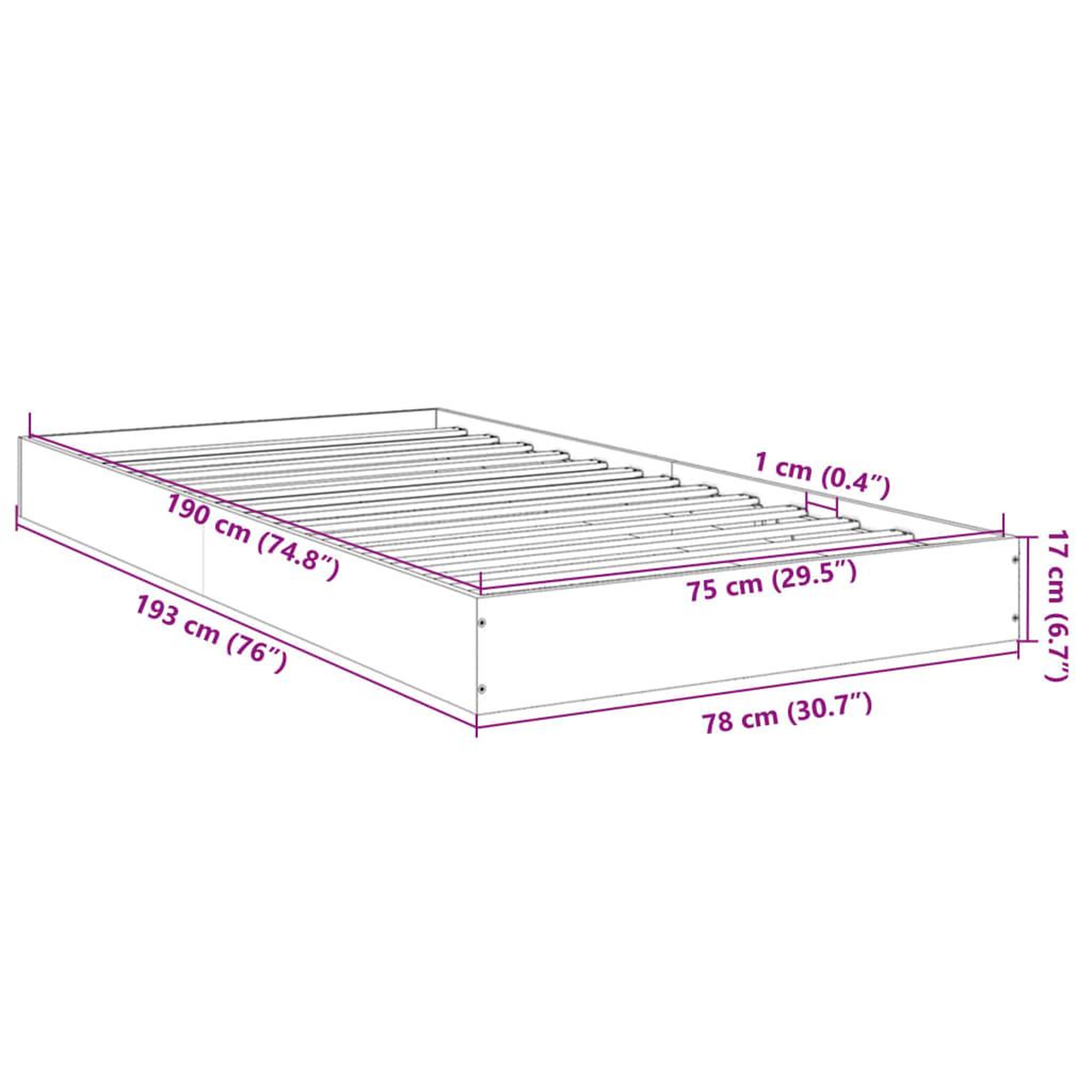 Voir la diapositive 6 : VIDAXL Cadre de lit sans matelas chene sonoma 75x190 cm