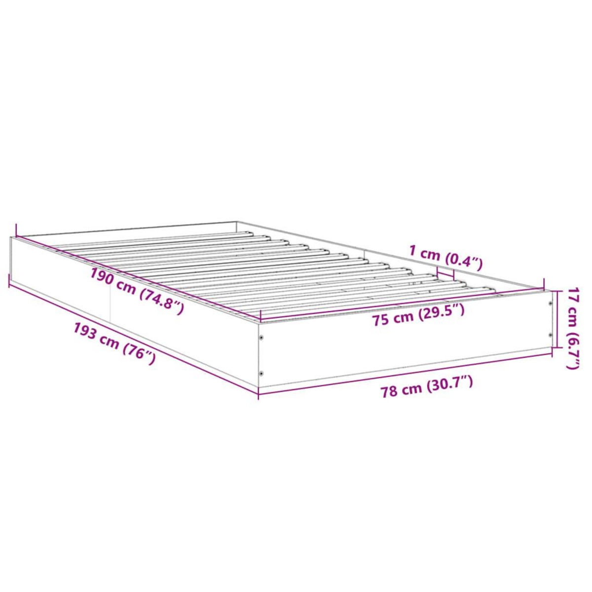 VIDAXL Cadre de lit sans matelas chene sonoma 75x190 cm