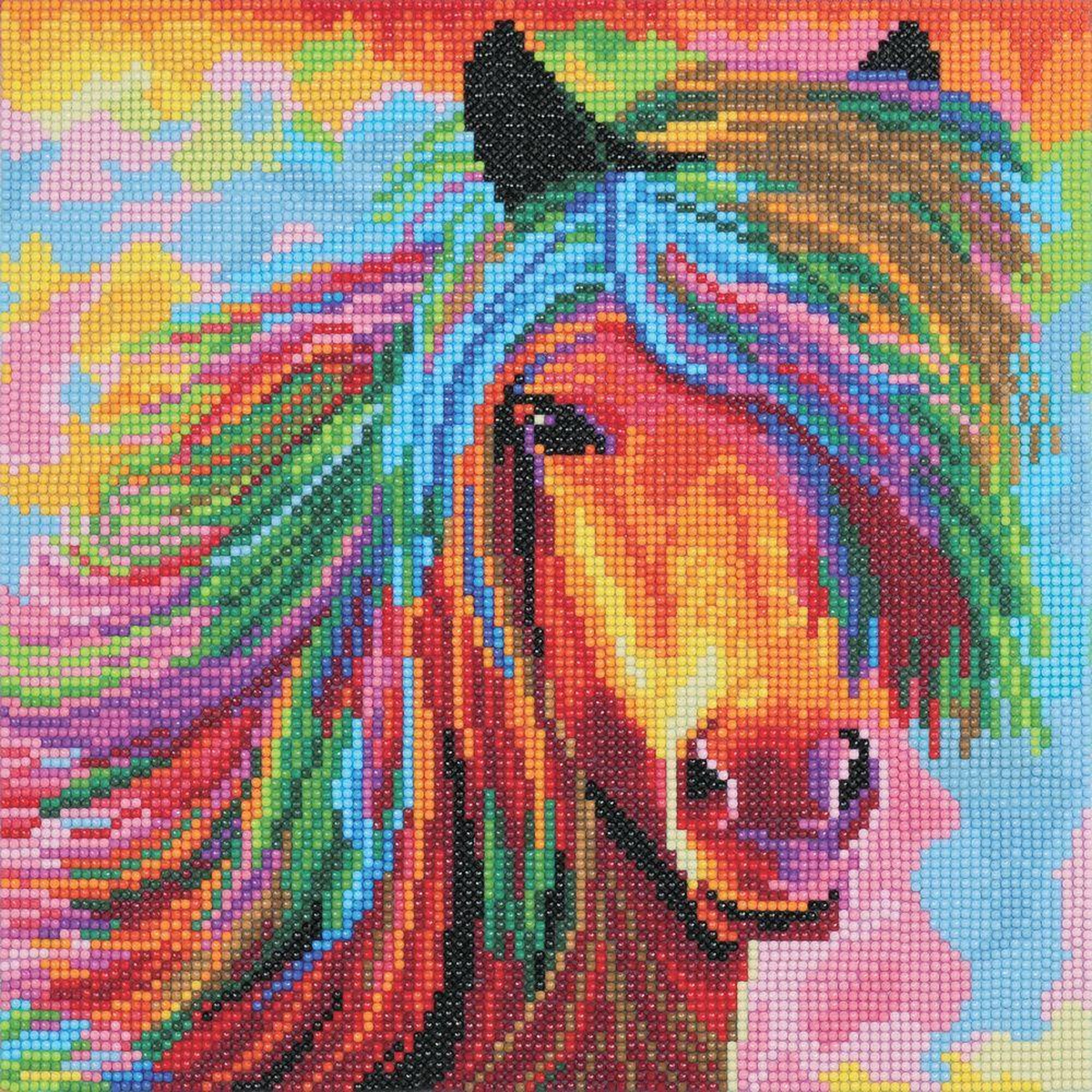 Voir la diapositive 1 : Oz International Tableau crystal art à diamanter - cheval coloré - 30 x 30 cm