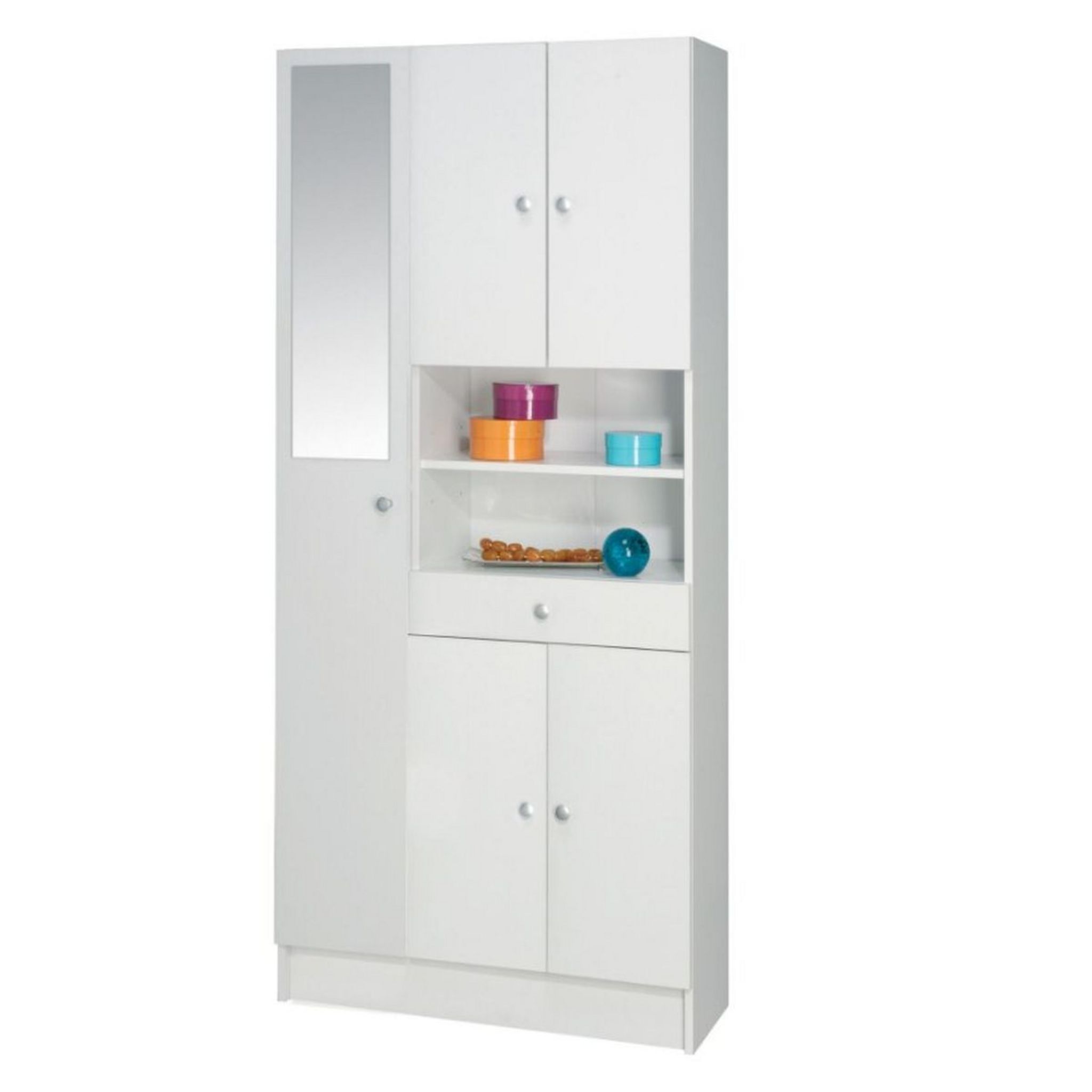 Colonne 5 portes 1 tiroir  L32 x P82 x H180 cm HULK. Coloris disponibles : Blanc