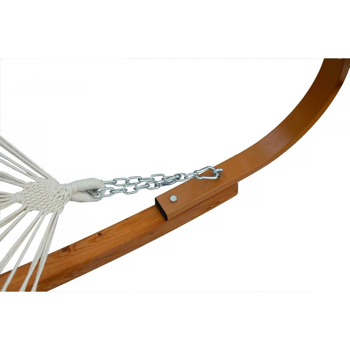 Habitat et Jardin Hamac bois  Dallas XL  - Avec toile en coton et auvent - Ecru