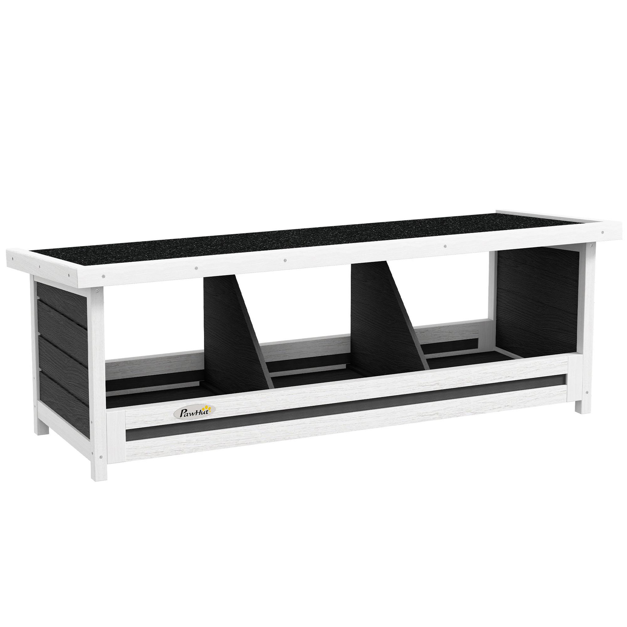 PAWHUT Pondoir pour poules 3 emplacements nichoir en bois avec fond et toit gris blanc noir