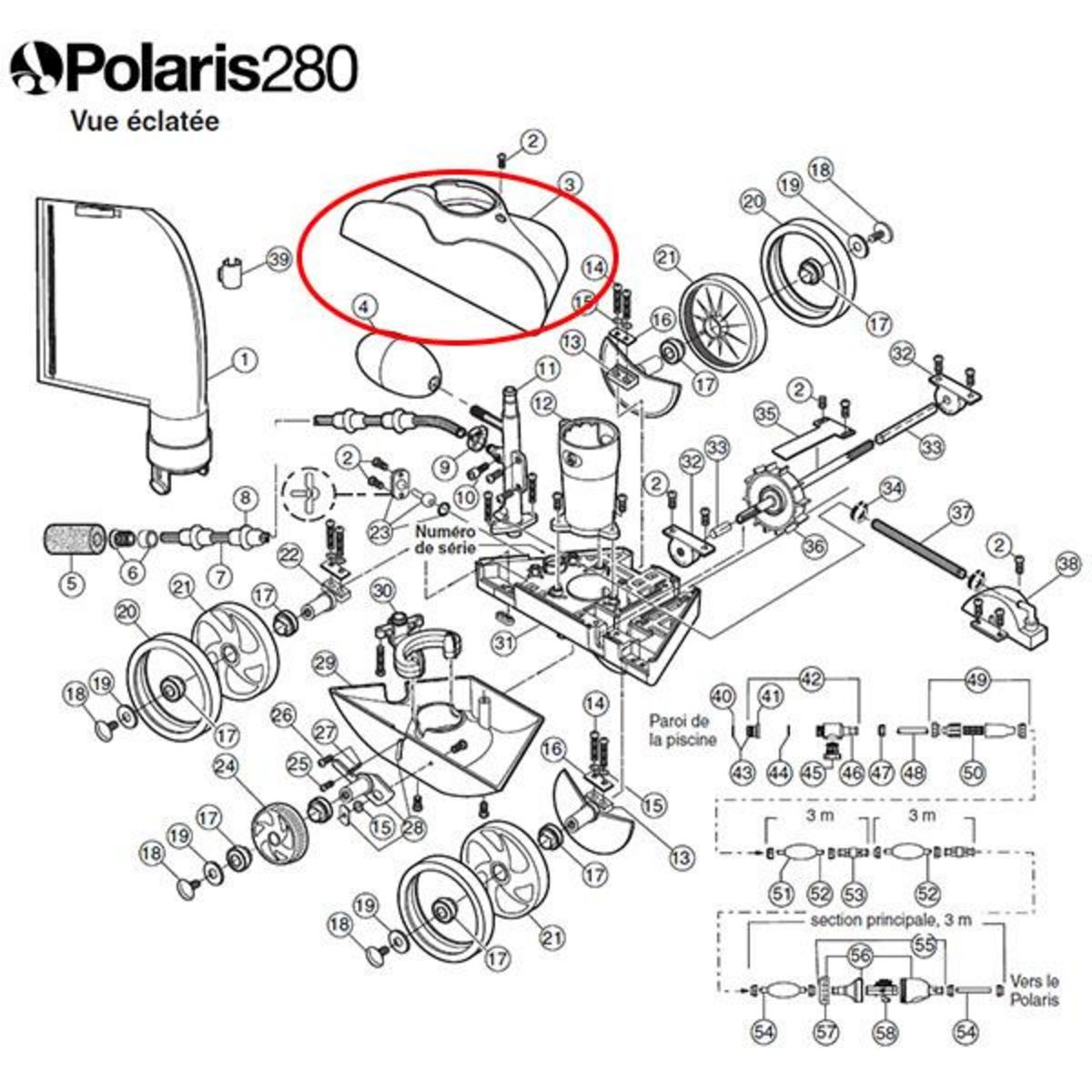 Polaris Capot bleu de rechange pour polaris 280 - k5