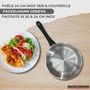 Voir la diapositive 2 : Fackelmann Set de 1 poêle 24 cm inox, couvercle verre, 3 faitouts inox 16, 20 et 24 cm et 6 ustensiles inox Fackelmann Geneva
