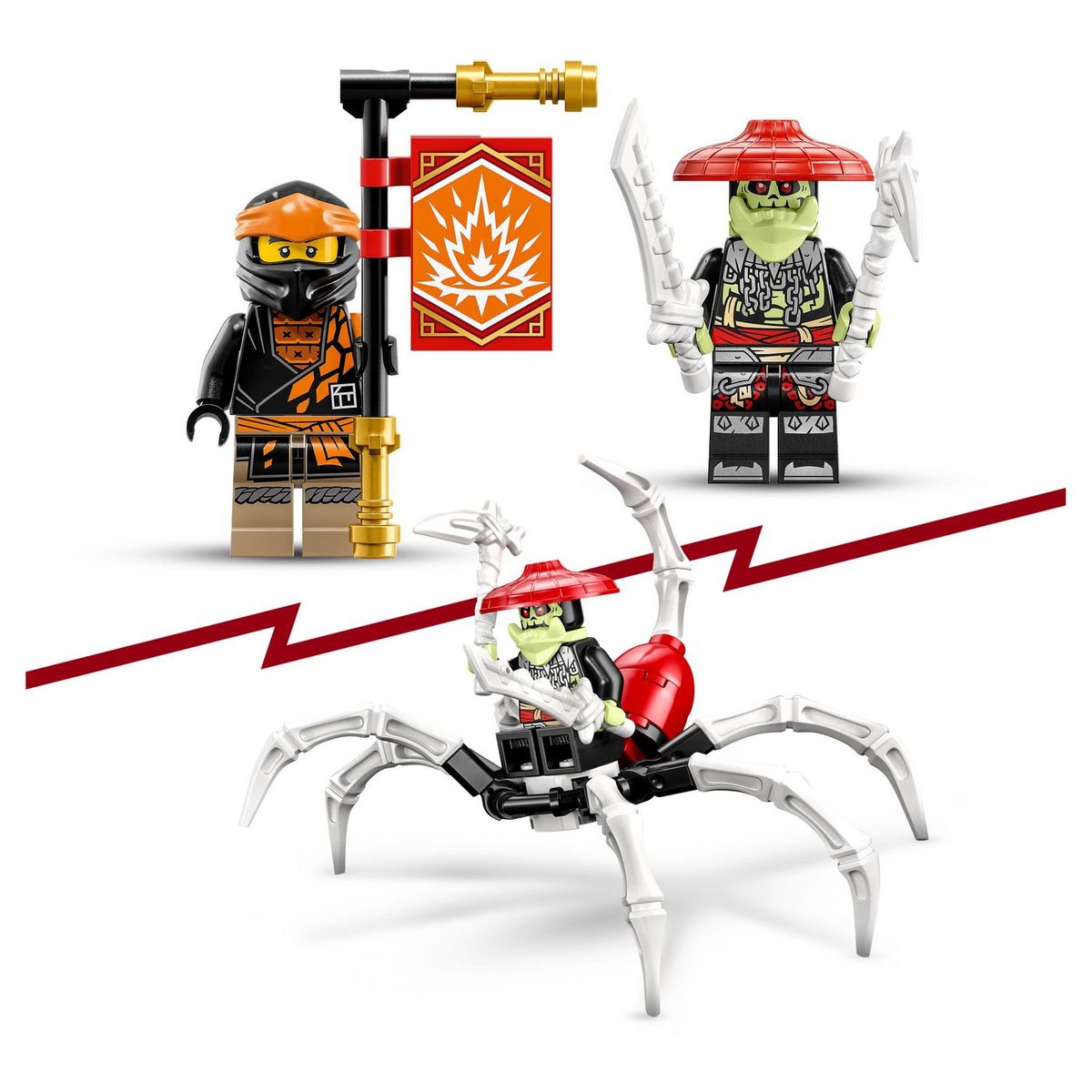 LEGO Ninjago 71782 Le dragon de terre de Cole Évolution, Jouet pour Garçons et Filles, Figurine Évolutive avec Scorpion Squelette et 2 Minifigurines