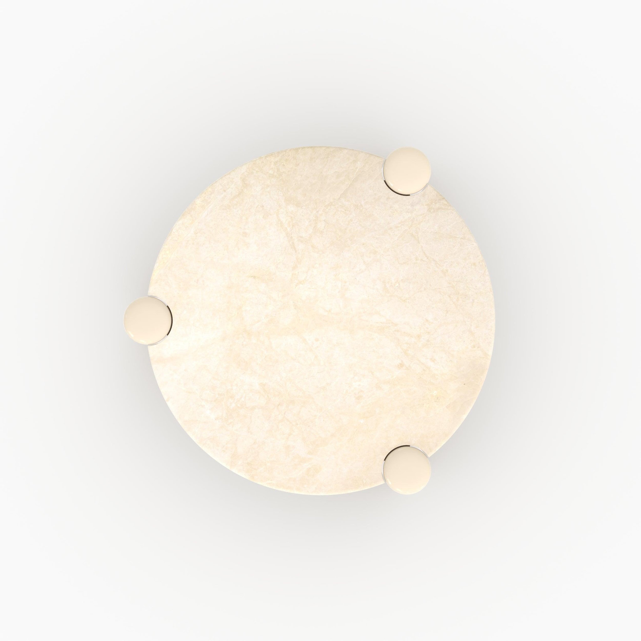Voir la diapositive 3 : MAISON PAVANE Table basse en marbre avec pieds laqués beiges, d86 cm-hanaé