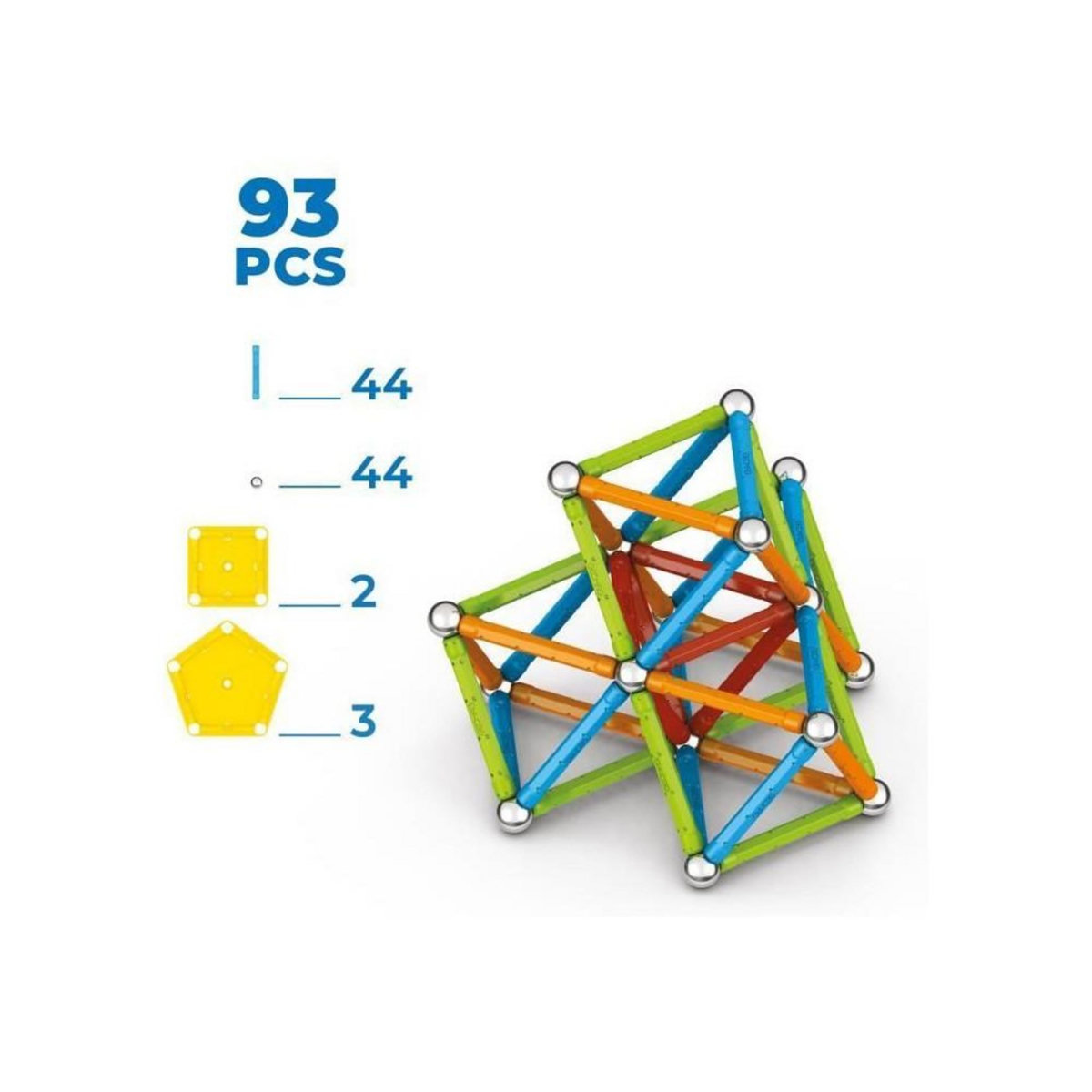 Geomag Jeu de construction magnétique - GEOMAG - Supercolor - 93 pieces - Magnétique - Des 3 ans