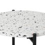 VS VENTA-STOCK Table auxiliaire Yala avec Plateau en terrazzo Blanc et Pieds métalliques en Noir Mat