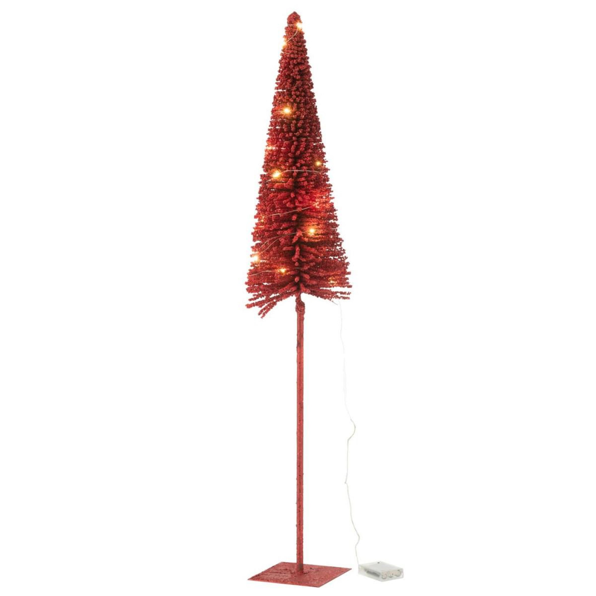 Voir la diapositive 2 : J-LINE Statuette Déco à LED   Sapin  98cm Rouge